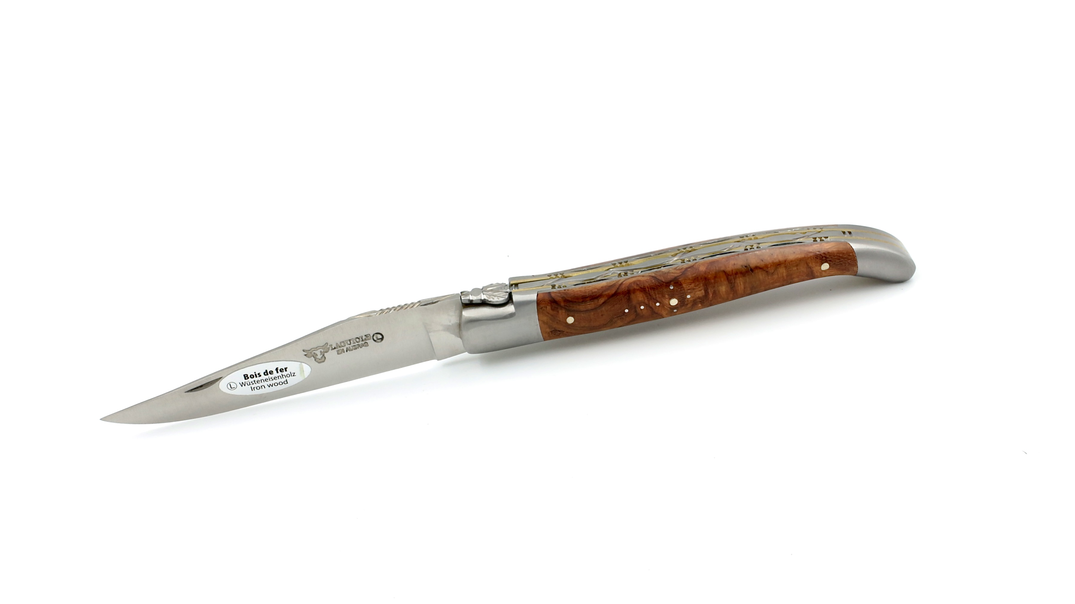 Laguiole en Aubrac doubleplate knife Ironwood brass 12 cm