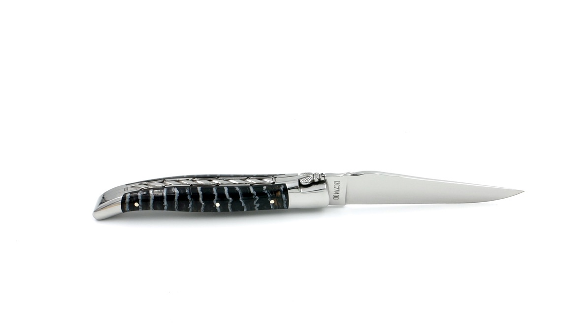 Laguiole en Aubrac double plate knife Mammoth blue 12 cm