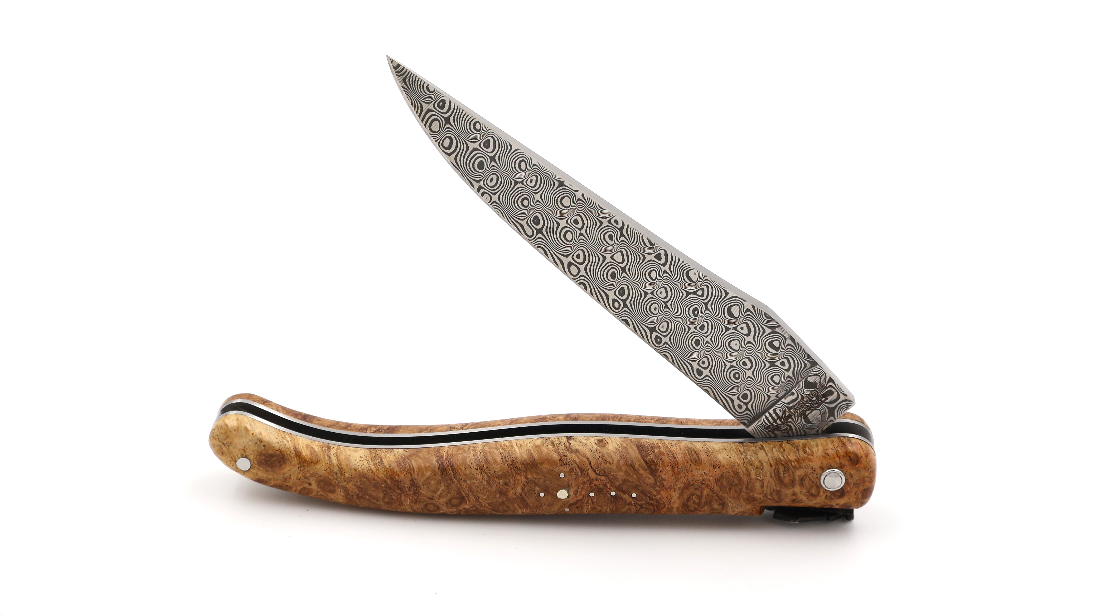 Meisterstück Laguiole en Aubrac DSC® Rosendamast Gold-Amboina Wurzelholz 12 cm