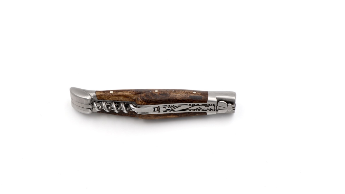 Laguiole en Aubrac doubleplate knife with corkscrew Grapevine 12 cm
