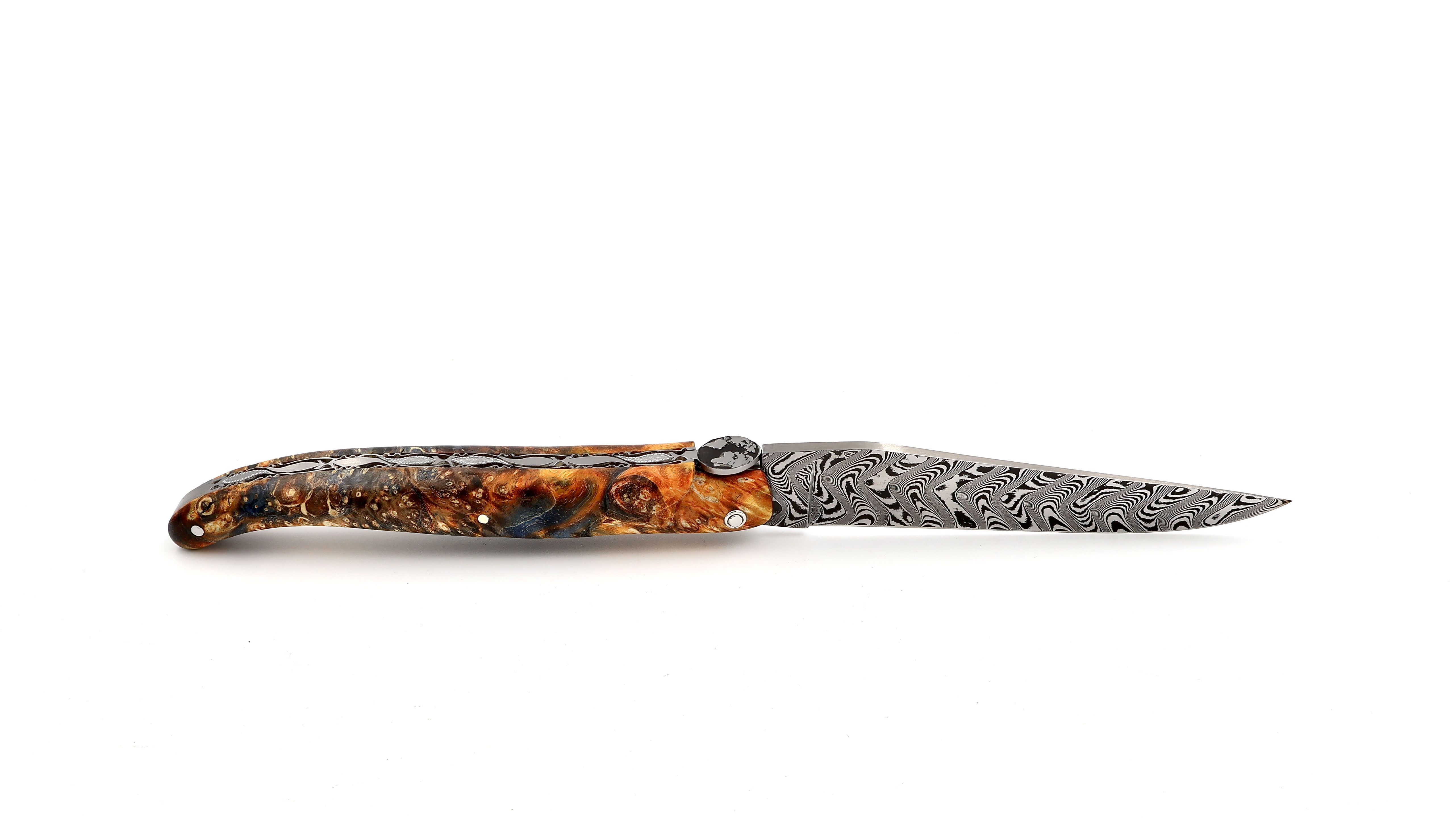 Laguiole en Aubrac Biene ERDE Holunder Wurzelholz DSC® Carbon Damastklinge 12 cm     