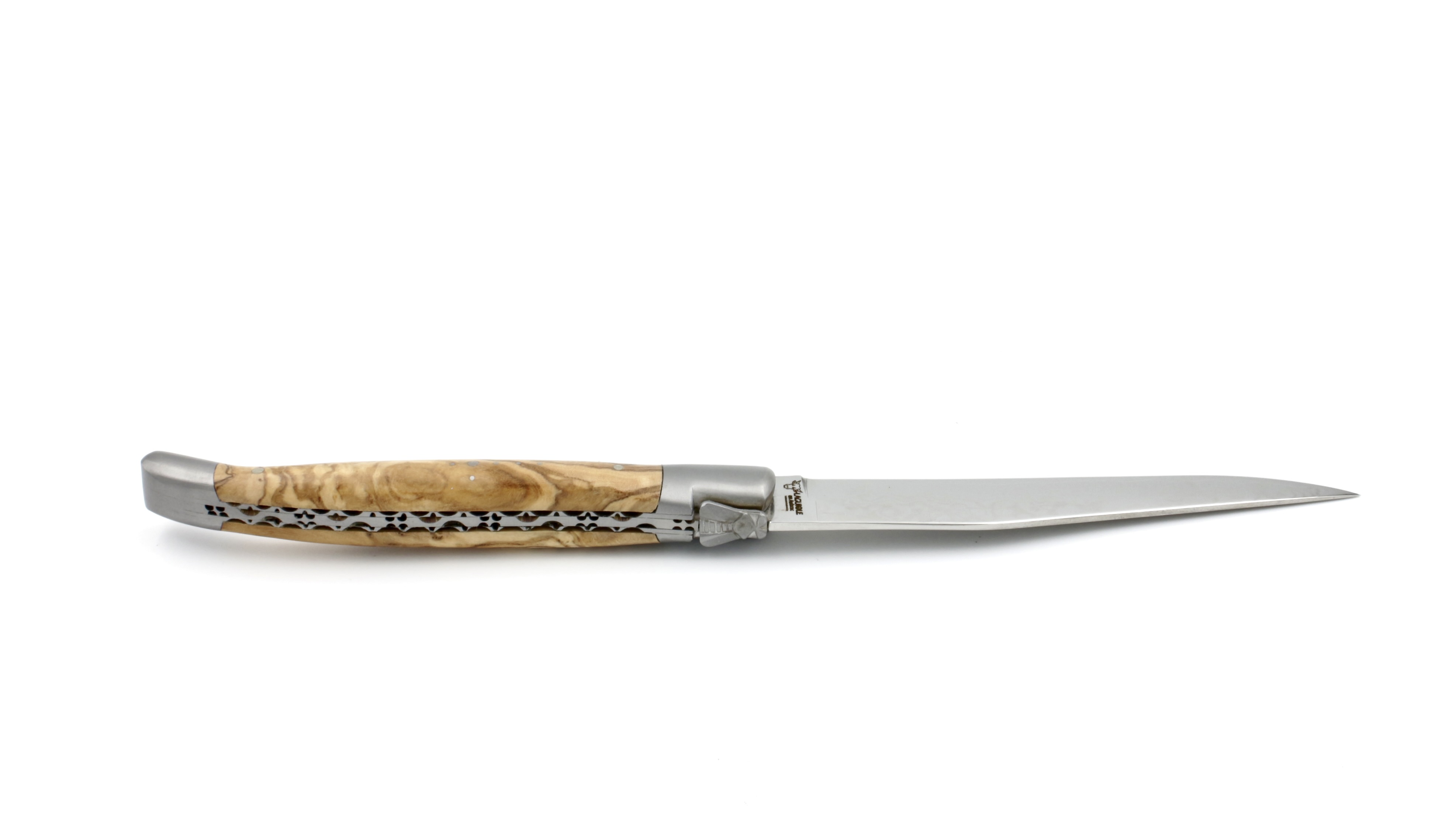 Laguiole en Aubrac Laguiole Steakmesser Olive mit VG10 Damastklinge Set 2-tlg.