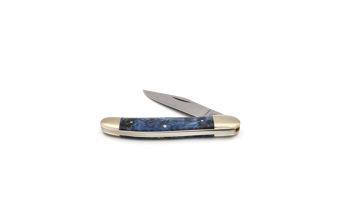 Robert Klaas US-Copperhead knife  maple burl damascus blade