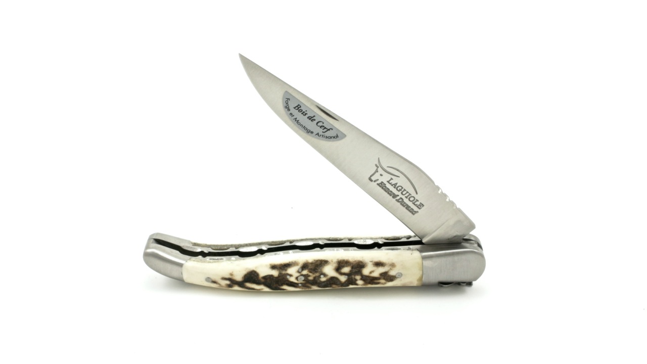 Honoré Durand Laguiole knife Prestige doubleplates staghorn 14C28 12 cm