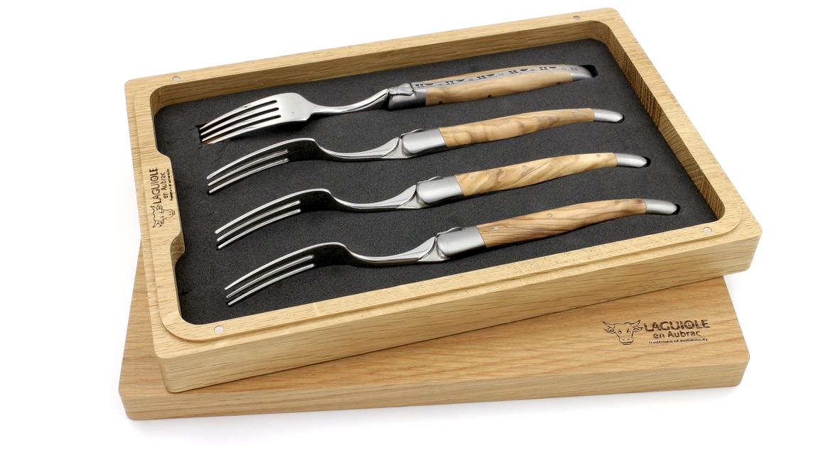 Laguiole en Aubrac Olive Laguiole Steakgabel Set