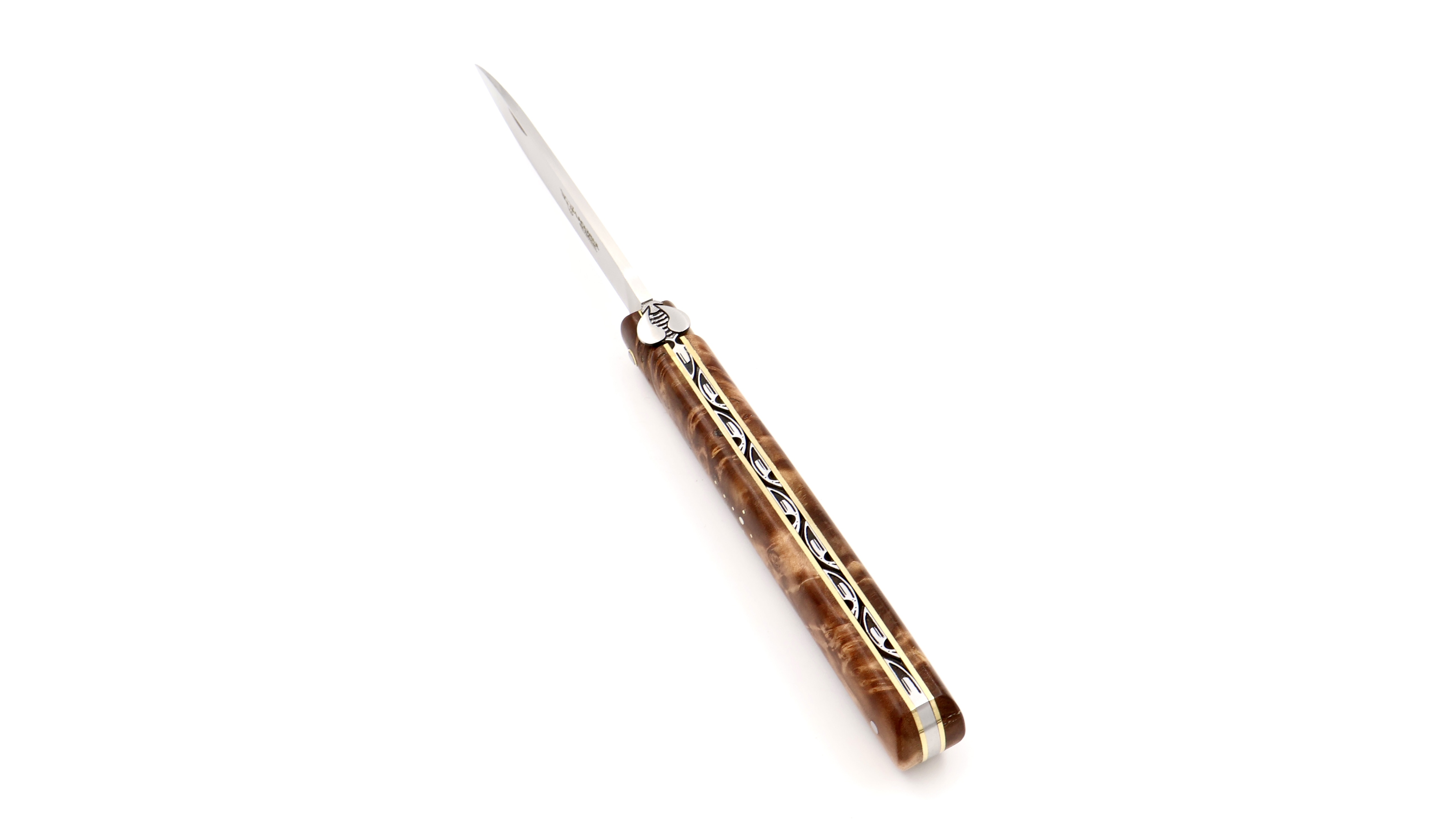Laguiole en Aubrac Meisterstück DROIT - das Gerade - Silberweide Wurzelholz 13 cm