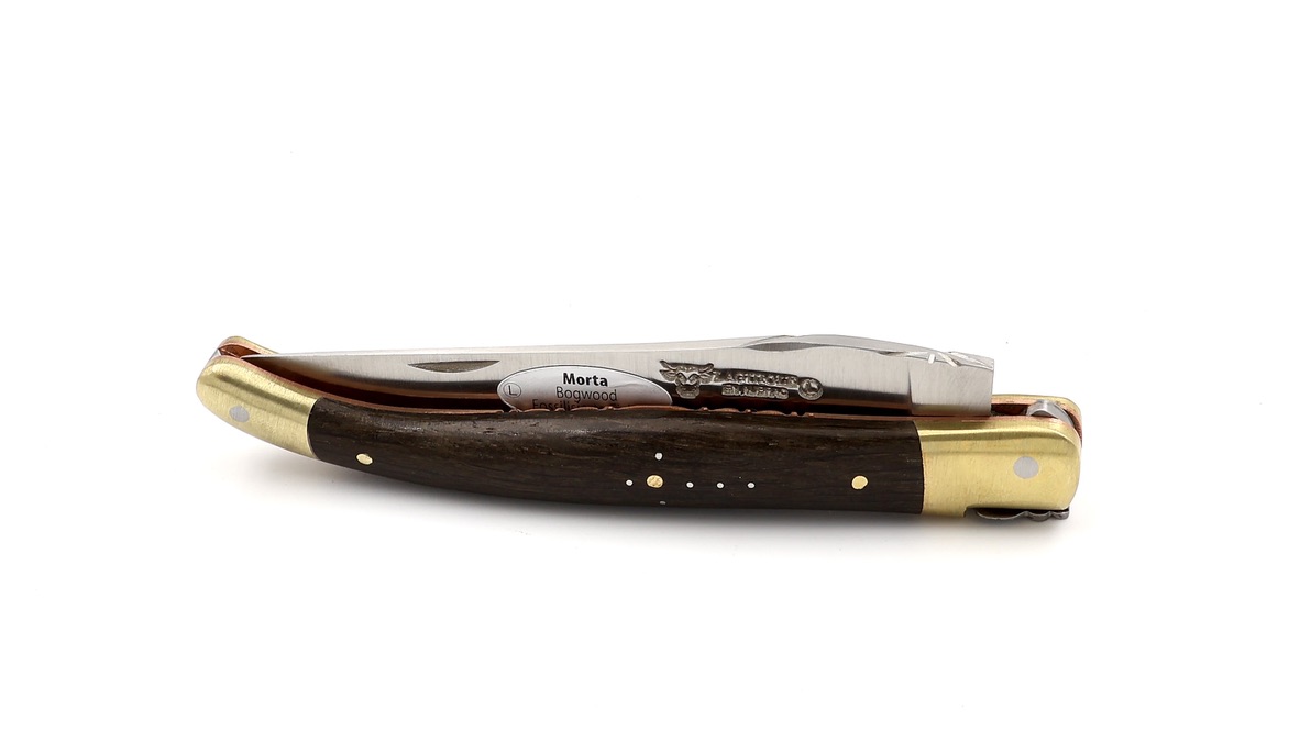 Laguiole en Aubrac knife BIJOU bog oak with chiseled plates 12 cm