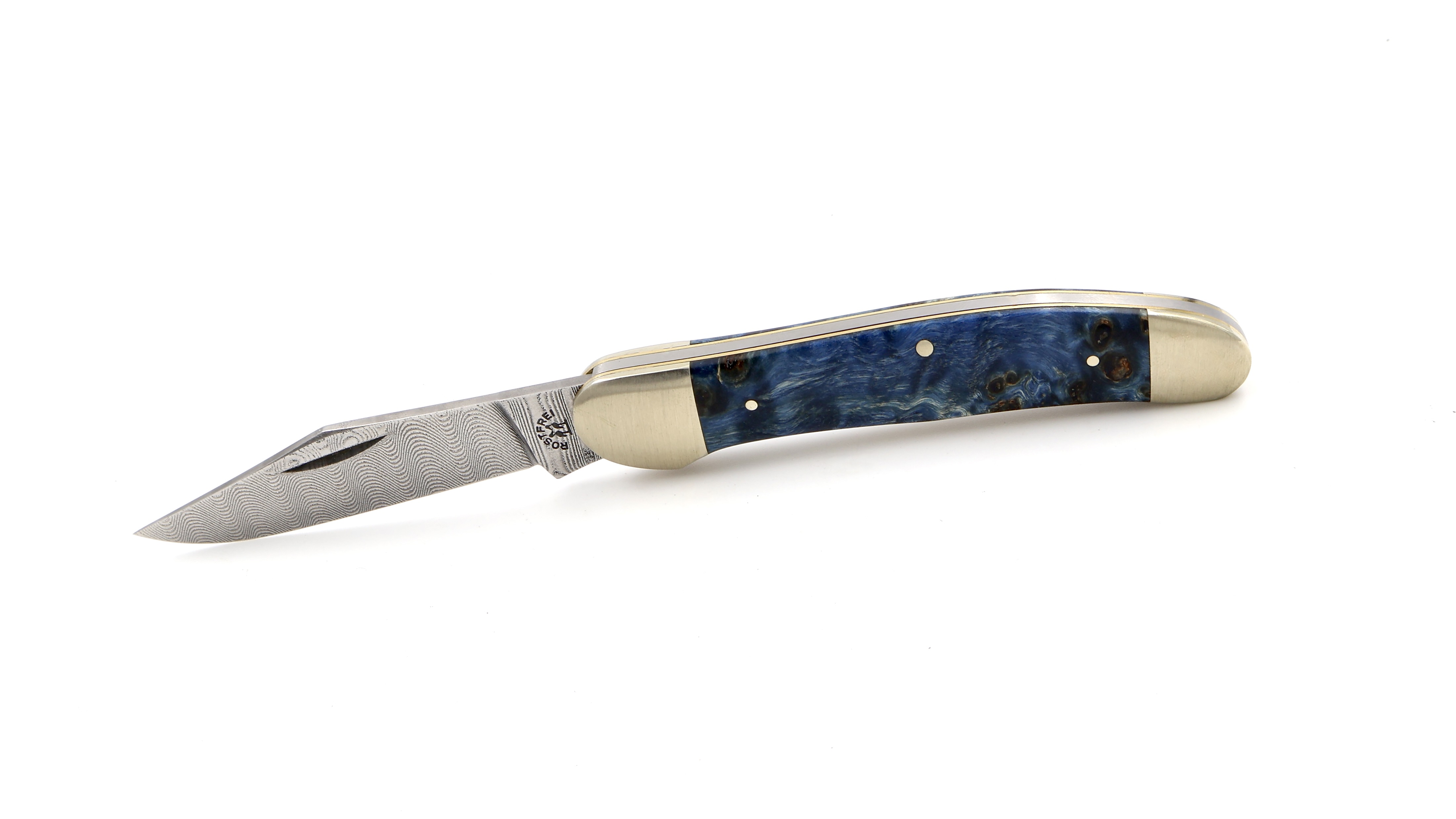 Robert Klaas US-Copperhead knife  maple burl damascus blade