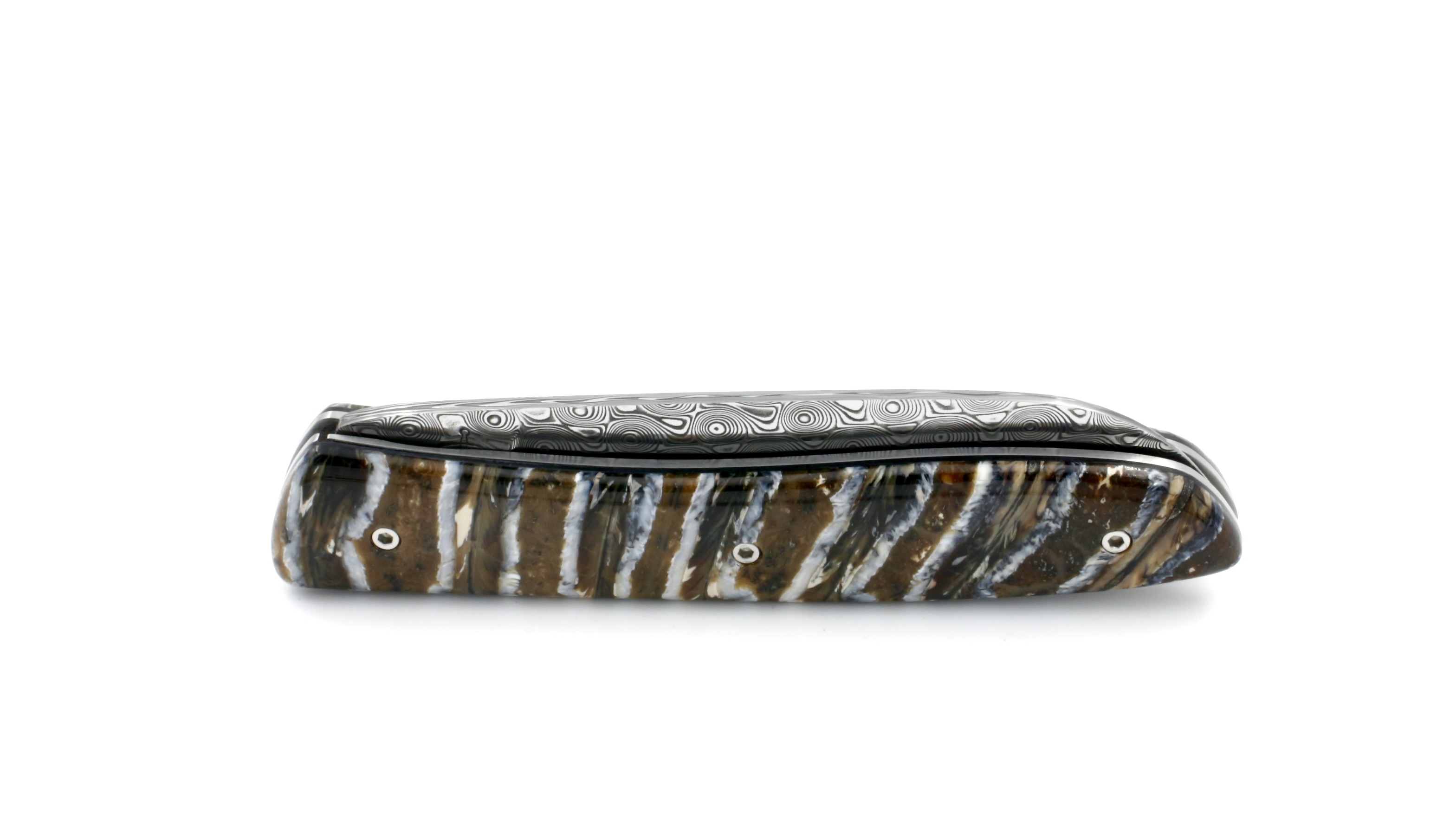 Perceval L08 brown mammoth tusk damascus blade