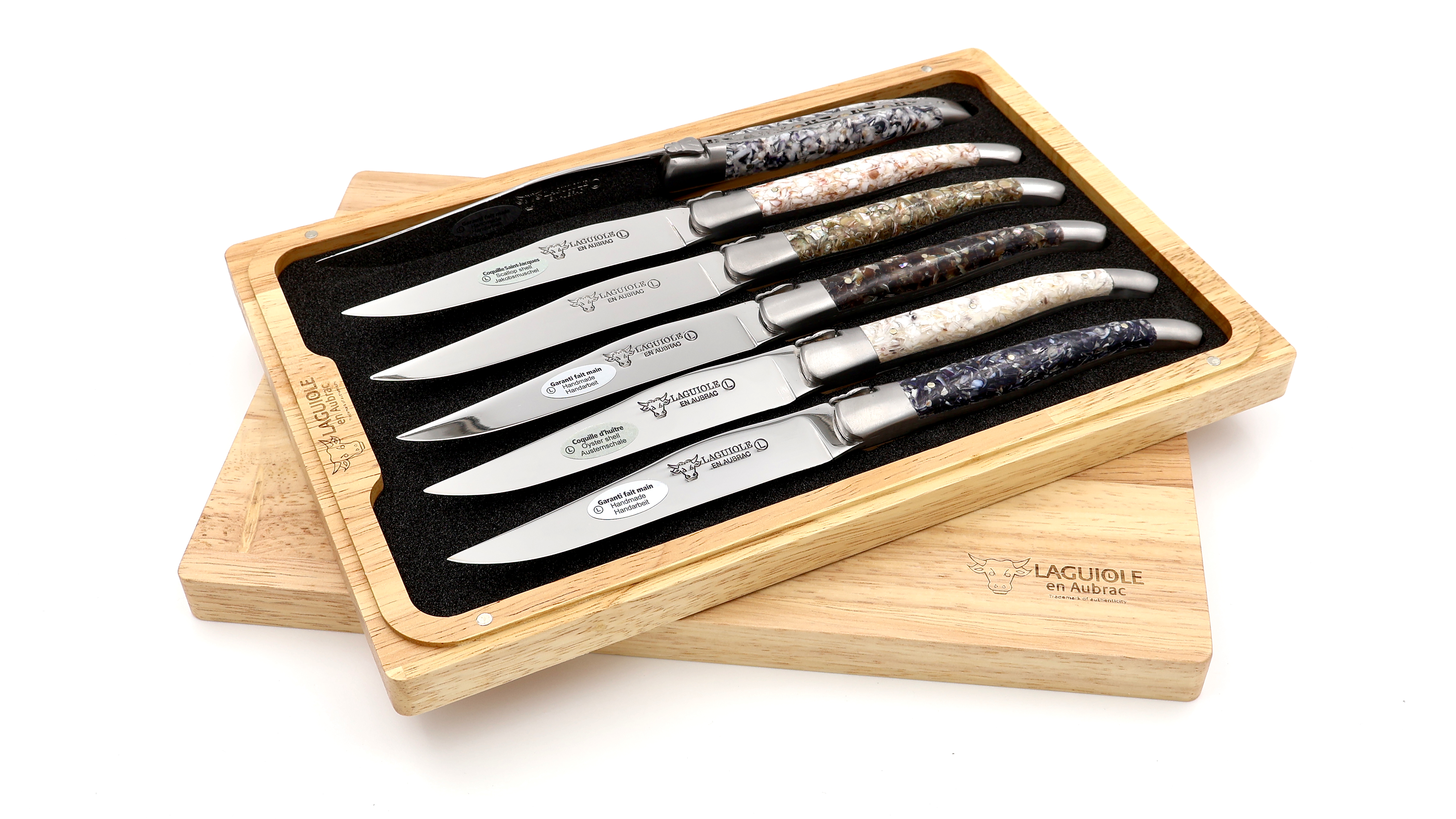 Laguiole en Aubrac Muschel Mix Laguiole Steakmesser Set 6-teilig
