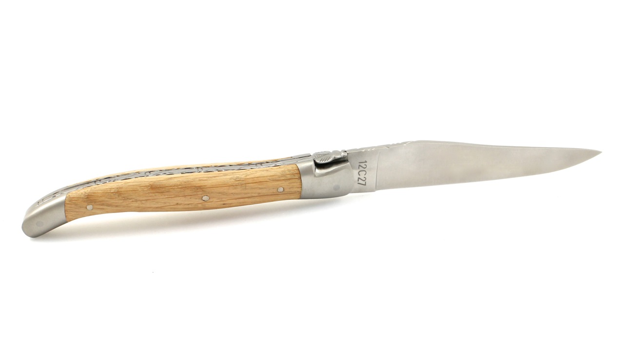 Laguiole en Aubrac guillochierte Platine Eiche 12 cm
