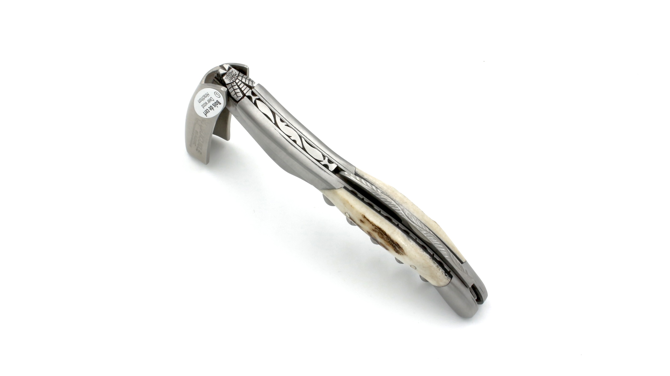 Laguiole en Aubrac Laguiole Sommelier knife stag horn with guillochage, special bee