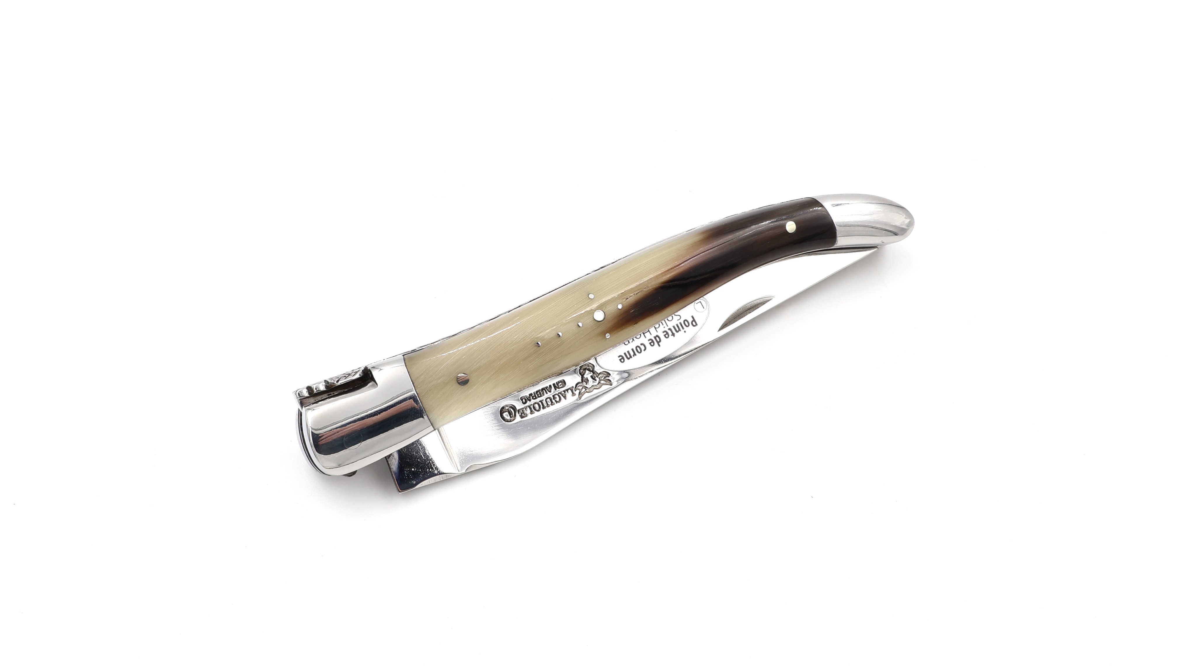Laguiole en Aubrac doubleplate knife Horn tip 12 cm