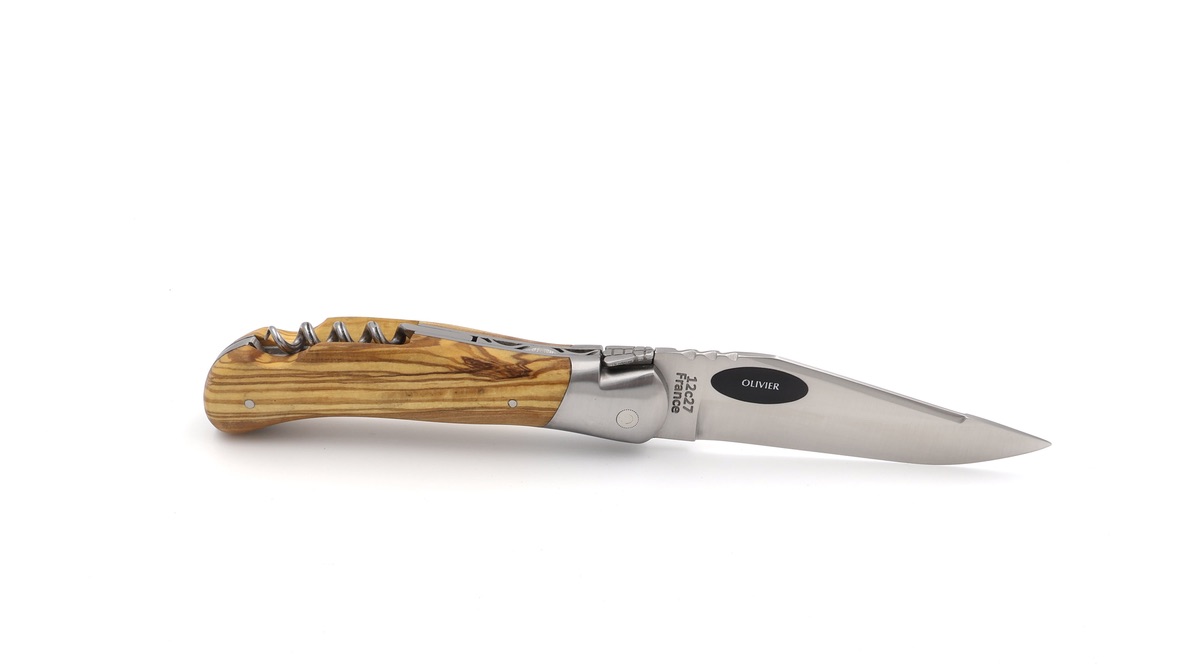 ARBALETE G. David Laguiole Jagdmesser NATURE mit Korkenzieher Olive 12 cm 