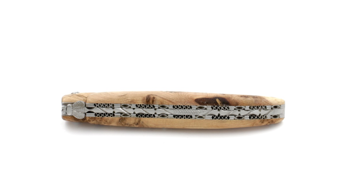 BD807209-5D58-4E2D-936A-4E151B69CFFB_1_105_c Laguiole en Aubrac  DSC® Carbon Damast Wacholder matt massiv Doppelplatine 12 cm