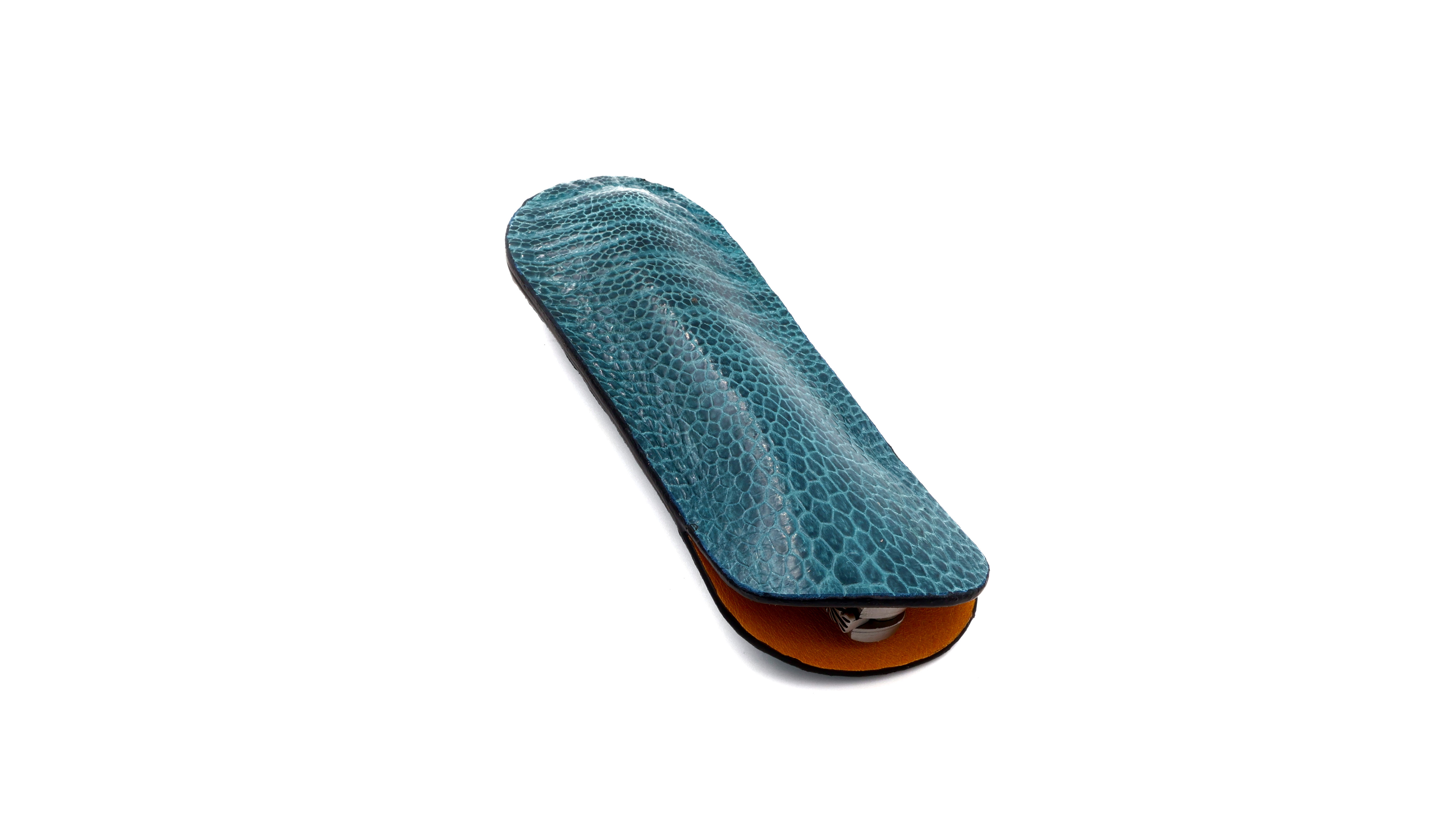 Atelier N°7 ostrichleg leather blue/green 14 cm