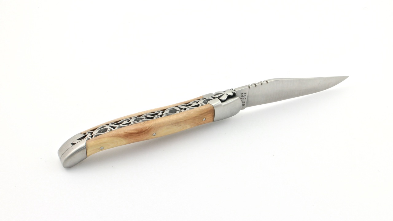 Honoré Durand Laguiole knife Prestige doubleplates Juniper 14C28 12 cm