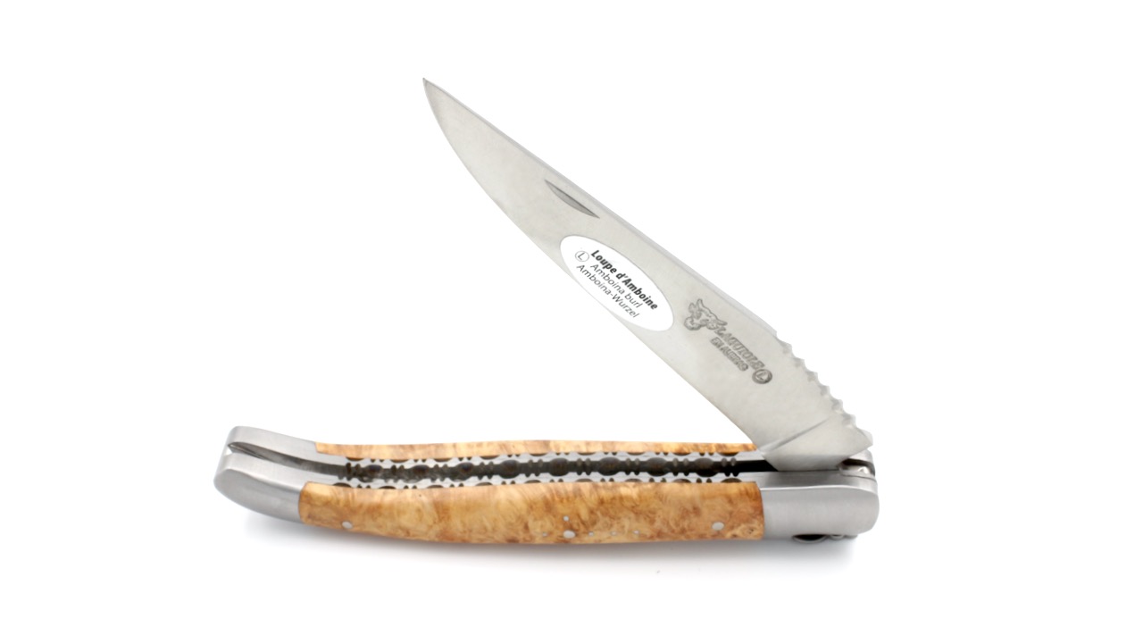 Amboina-Spiralfeder-3 Laguiole en Aubrac Amboina Wurzelholz Spiralfeder Doppelplatine 12 cm