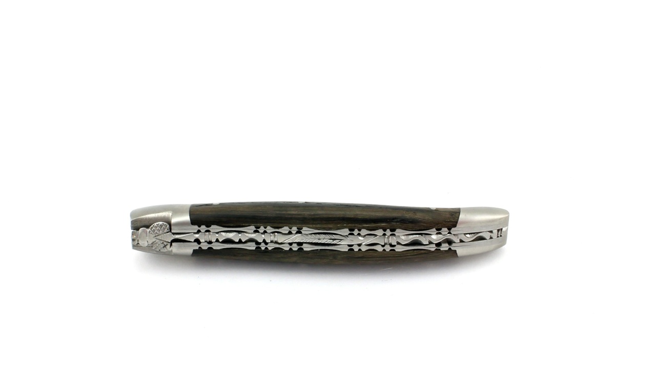 Laguiole en Aubrac jap. Damastklinge Mooreiche matt Doppelplatine 12 cm