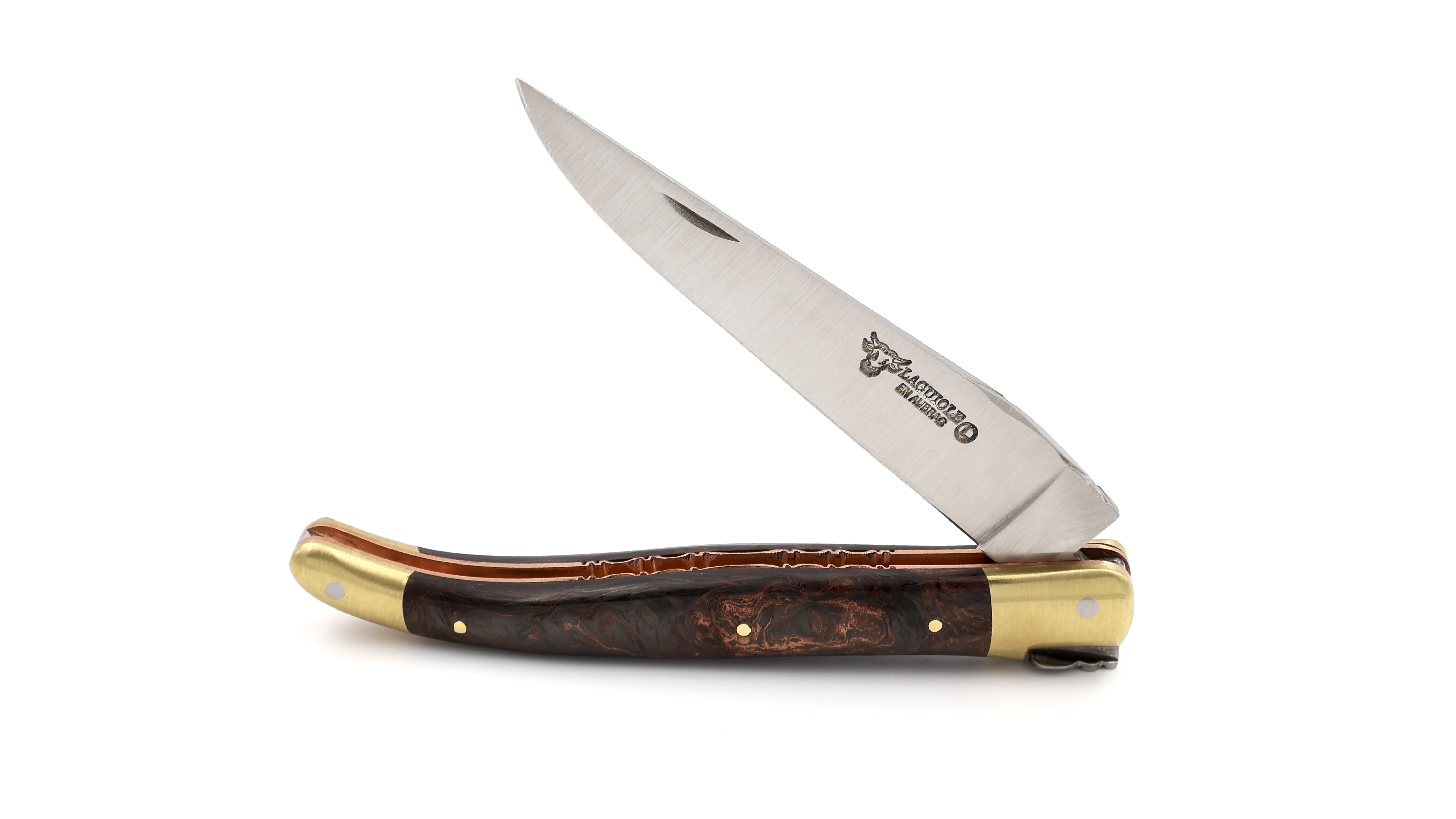 Laguiole en Aubrac BIJOU Kupfer Carbon guillochierte Platine 12 cm