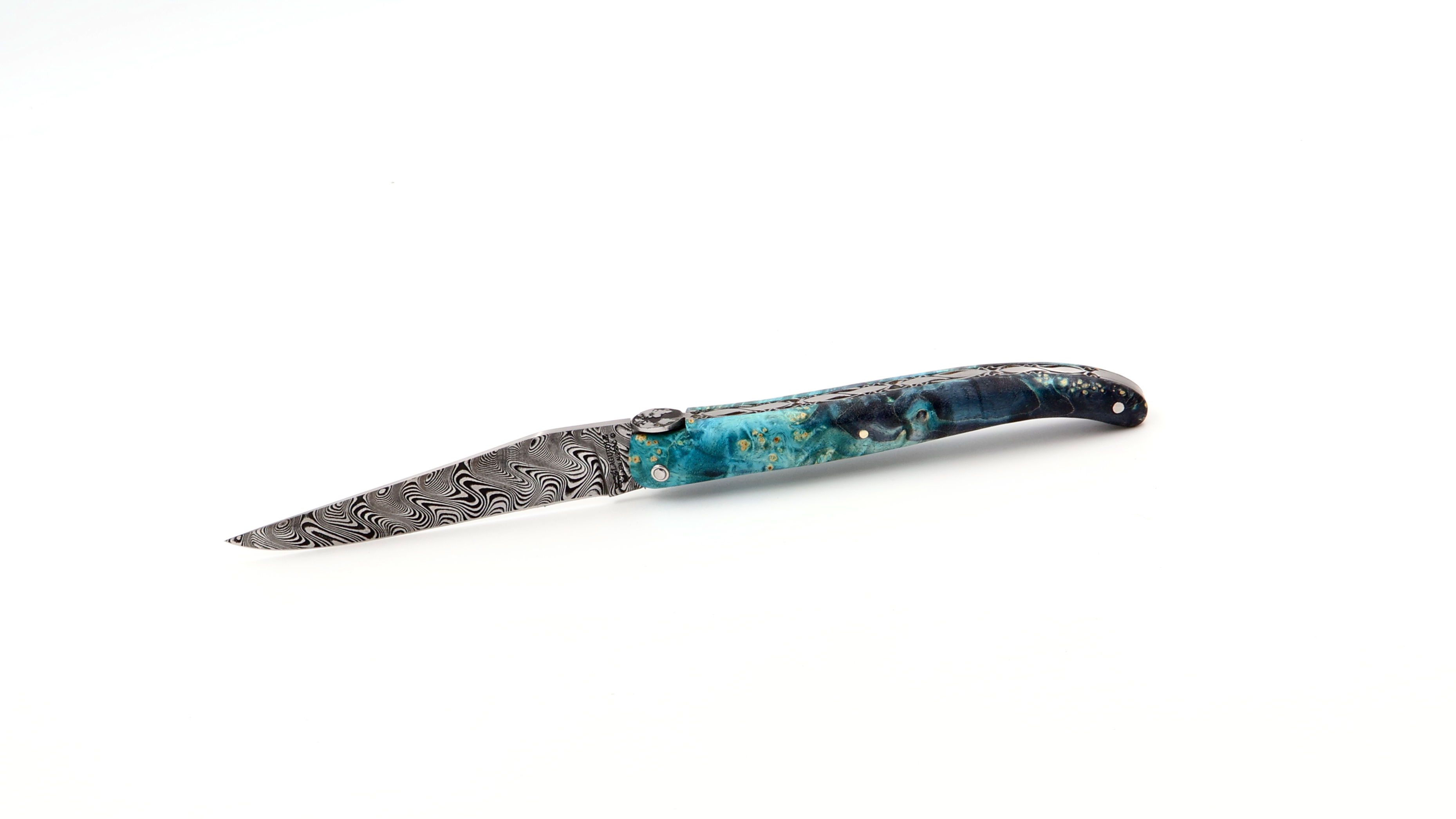 Laguiole en Aubrac Laguiole elder burl with EARTH bee DSC® Carbon damascus 12 cm