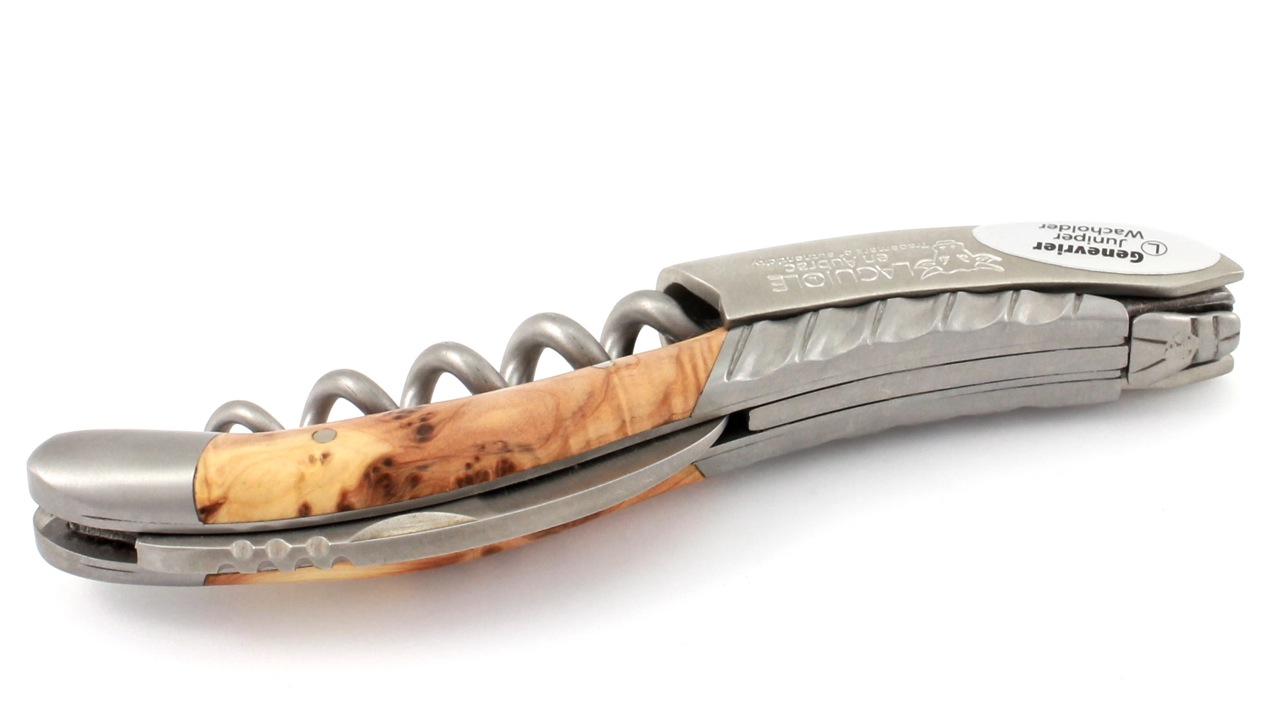 Laguiole en Aubrac Laguiole Sommelier knife Juniper bolsters engraving Torsadé