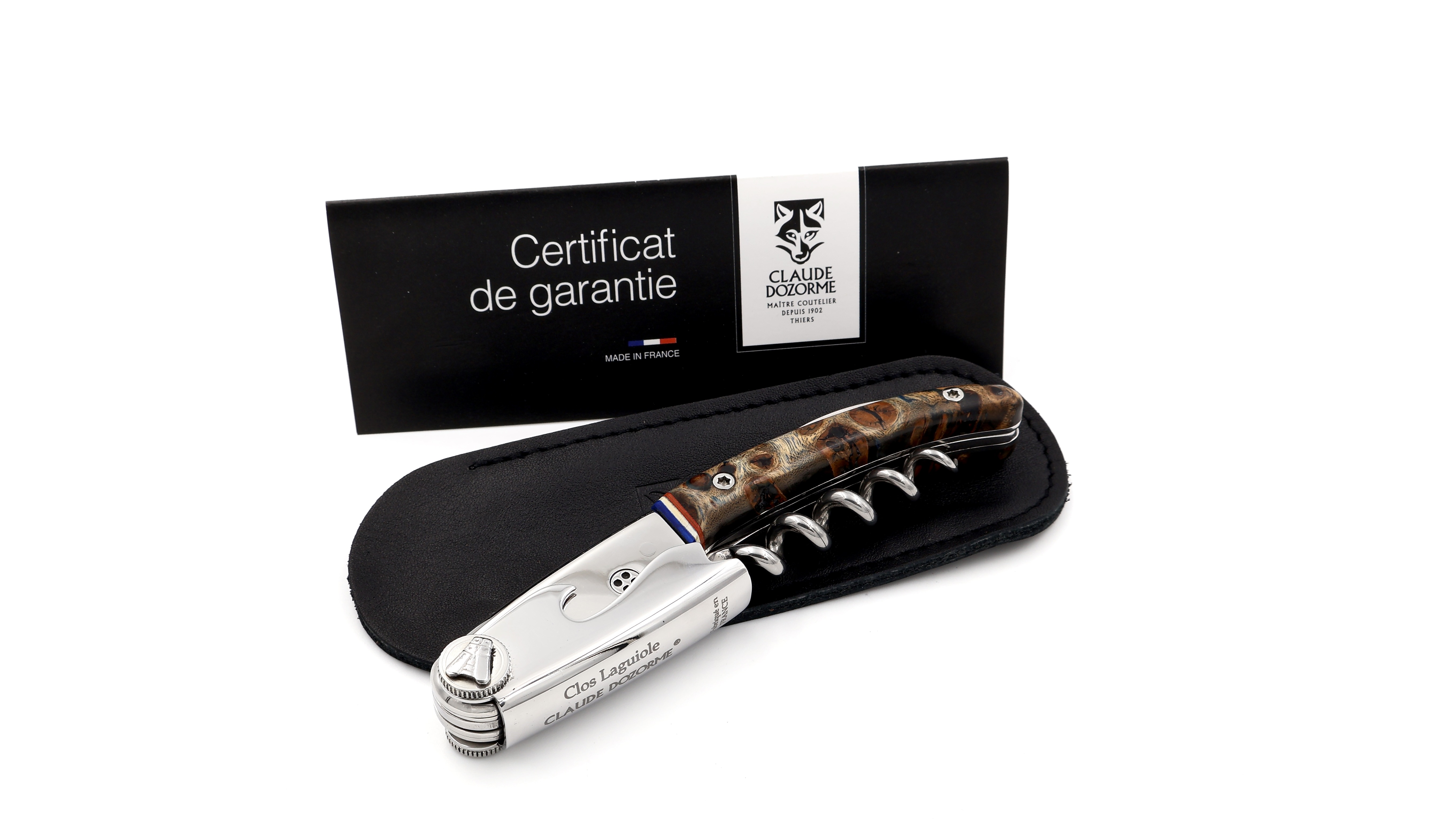 Claude DOZORME CLOS Laguiole Sommeliermesser Pappel Wurzelholz  K