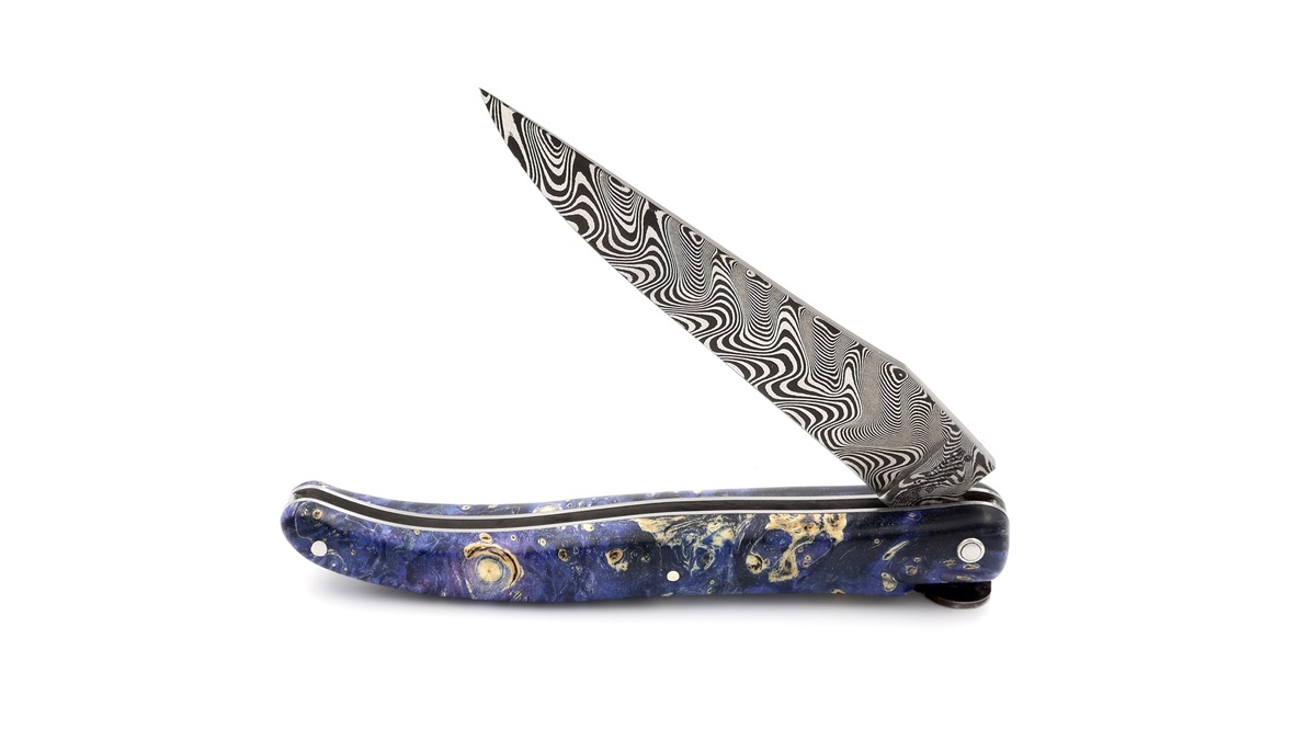 Laguiole en Aubrac Biene ERDE Holunder Wurzelholz DSC® Carbon Damastklinge 12 cm      