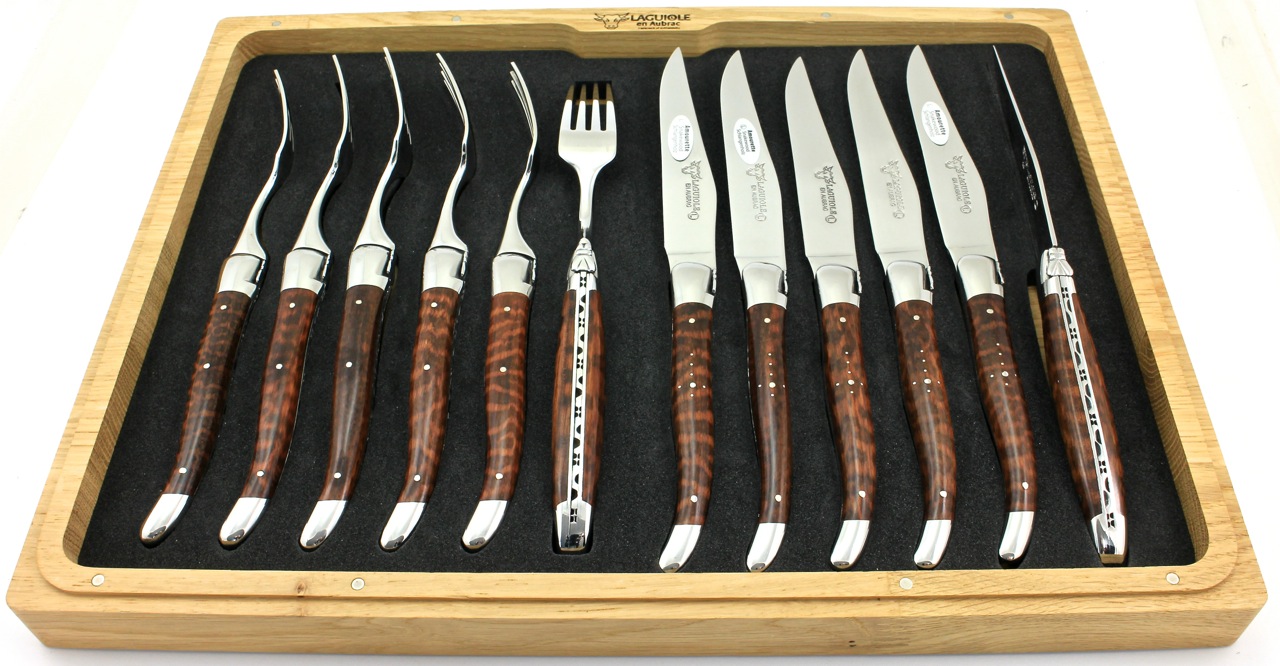 Laguiole en Aubrac Laguiole cutlery Set of 12 snakewood