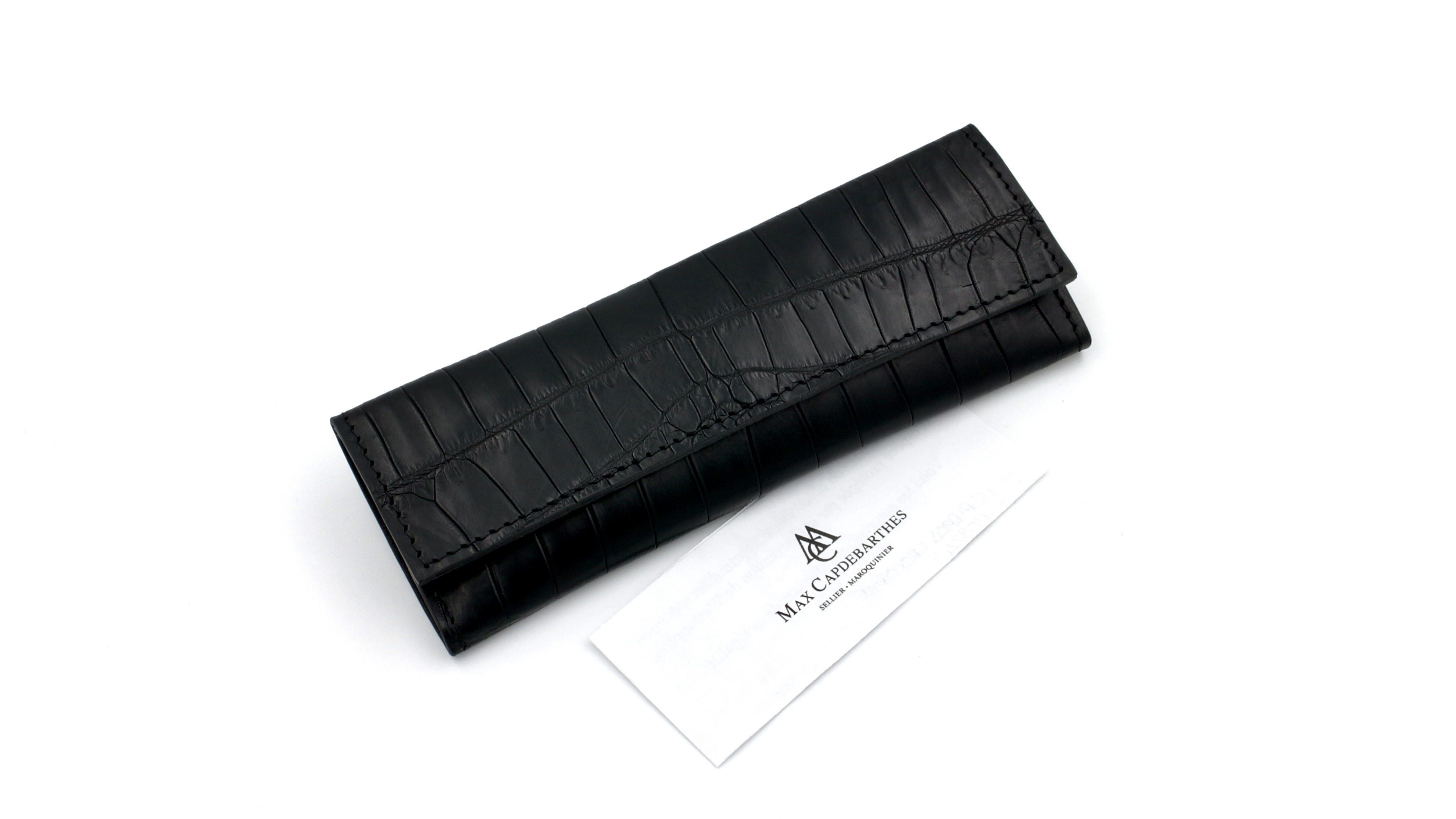 MAX CAPDEBARTHES Taschenetui LESPARROS Krokoleder schwarz 15 cm