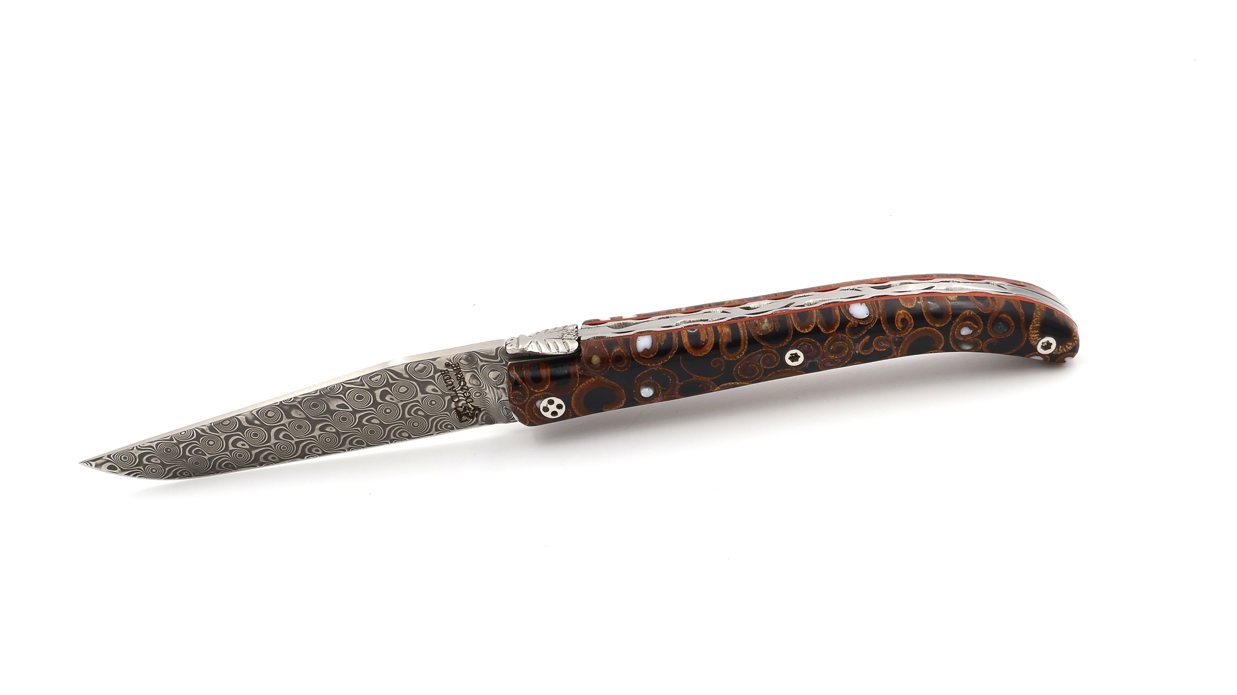 Claude DOZORME Laguiole Canella brown 12 cm damascus Claude DOZORME Laguiole Canella brown 12 cm damascus