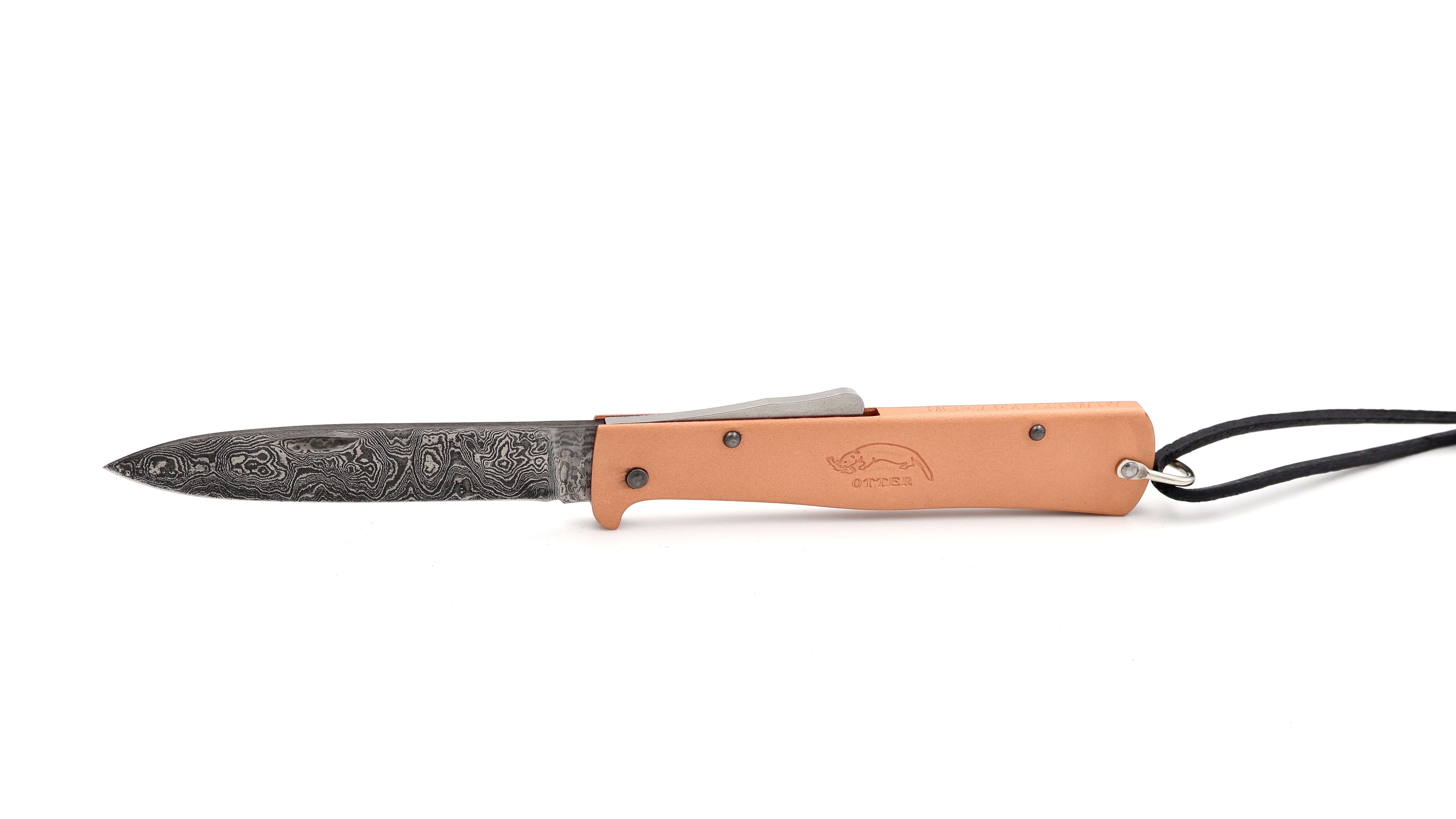 OTTER MERCATOR knife copper scales damascus blade