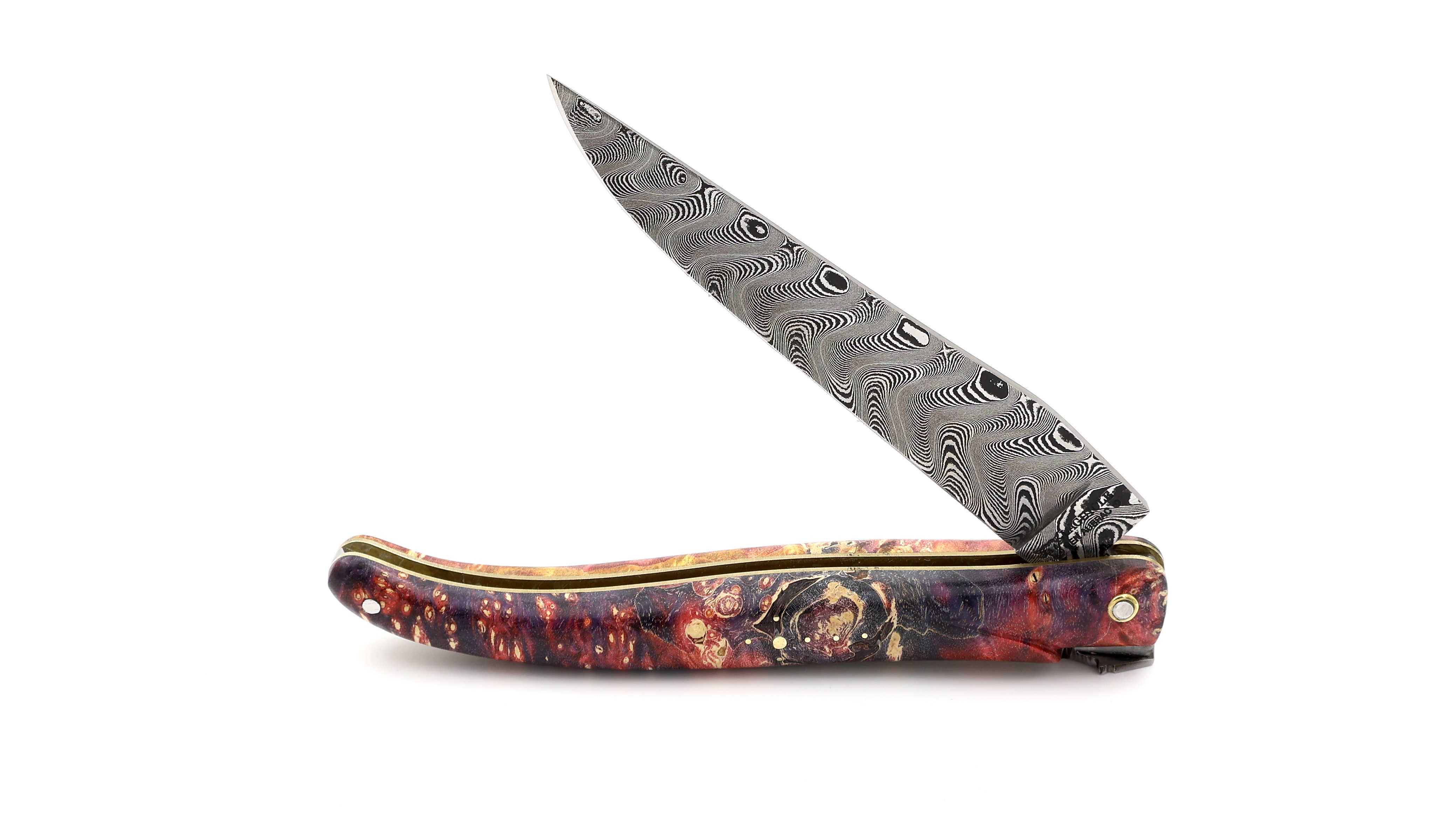 Laguiole en Aubrac Laguiole elder burl DSC® Carbondamascus with Space bee 12 cm