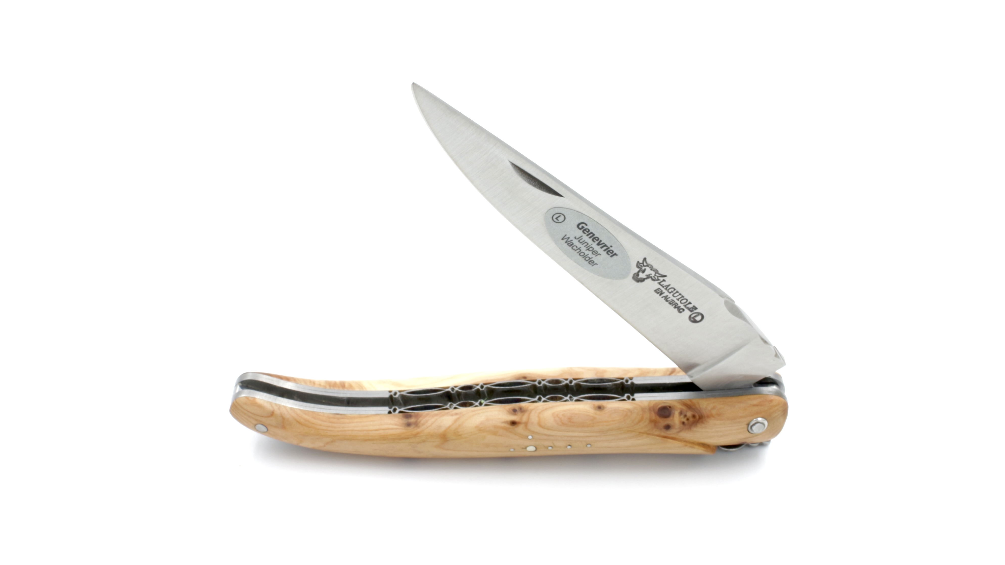 Laguiole en Aubrac double plates knife full handle Juniper wood 12 cm