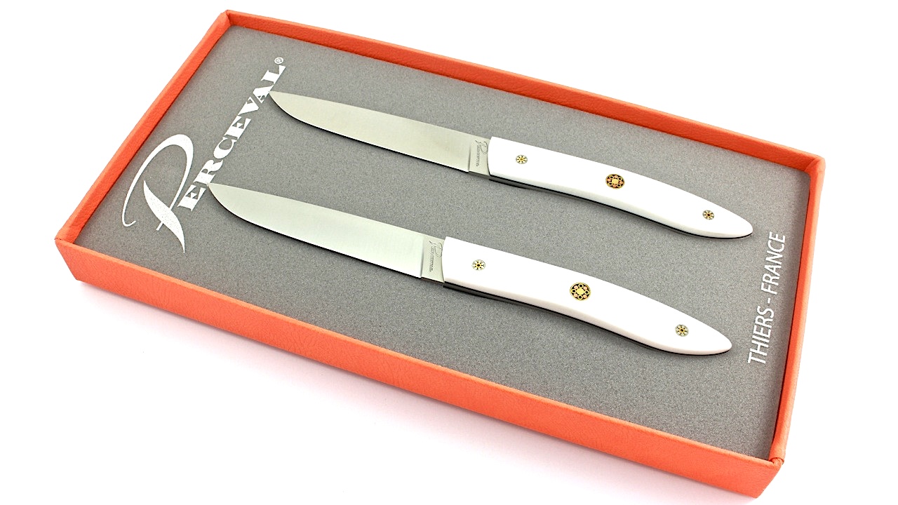 PERCEVAL Adret Steak knives Set of 2 corian white