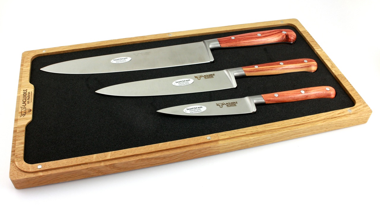 Laguiole en Aubrac Rosenholz Kochmesserset 3-teilig