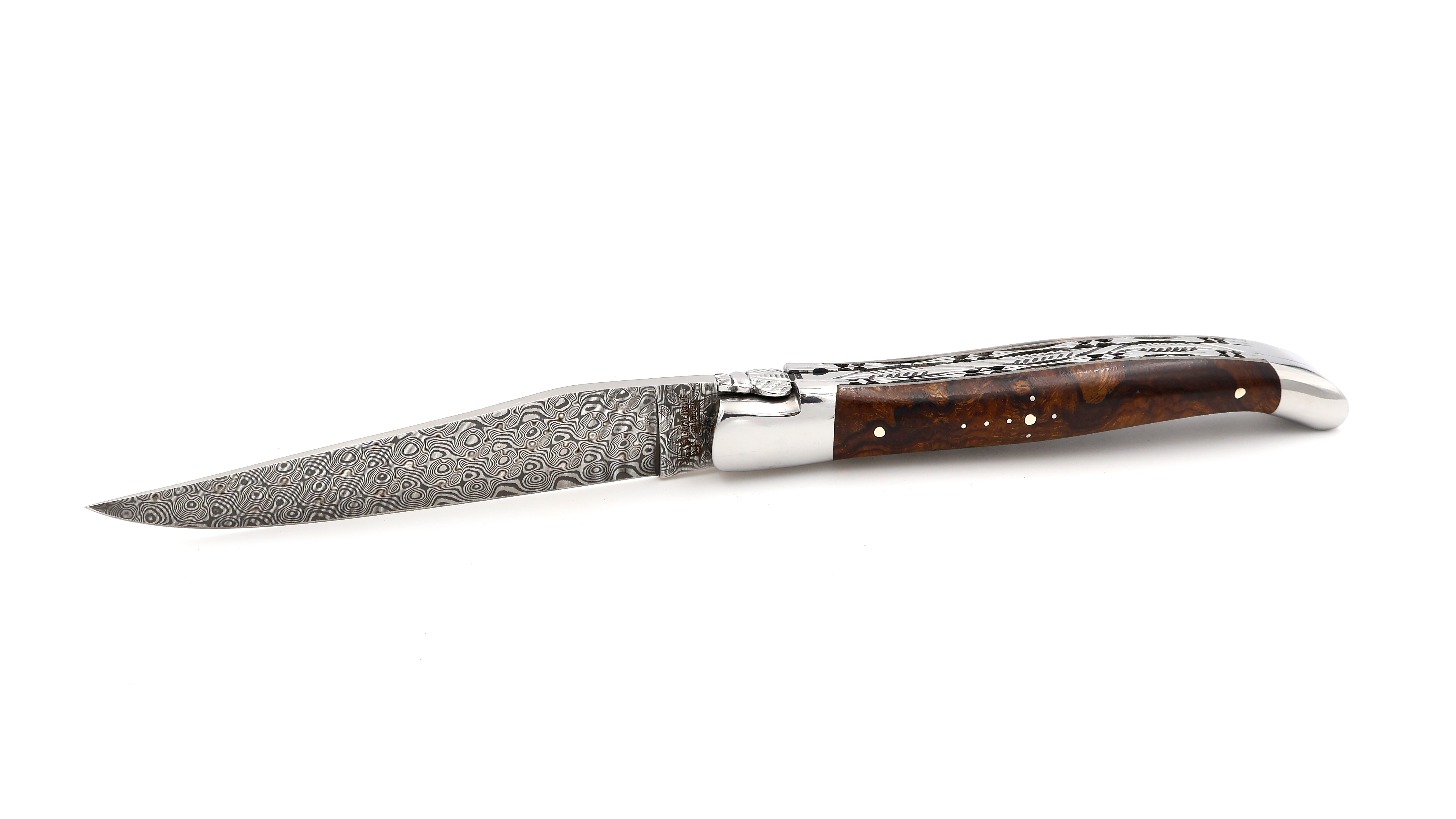 Laguiole en Aubrac DSC® damascus doubleplate knife Ironwood shiny 12 cm