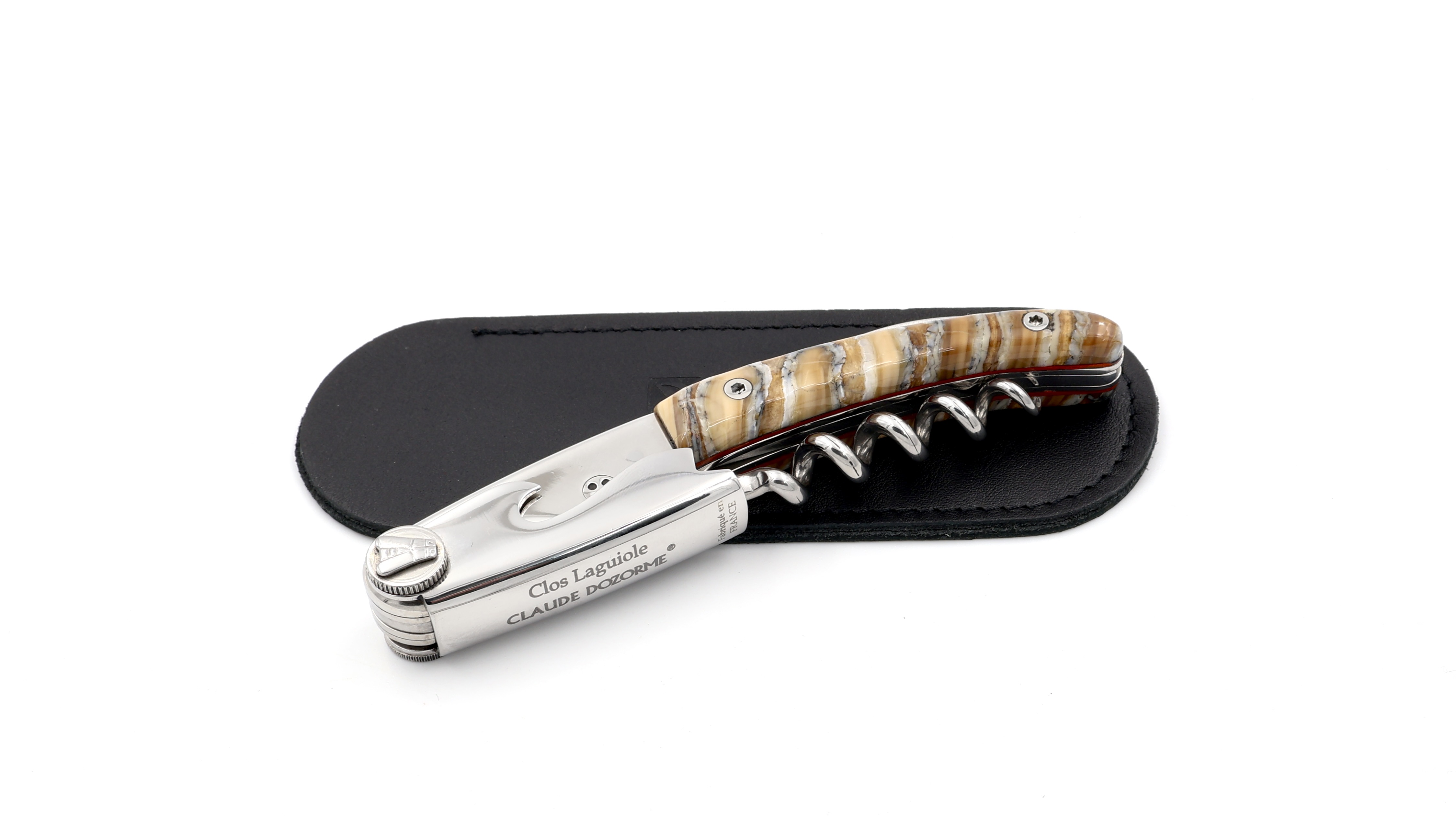 Claude Dozorme Clos Laguiole wineopener with mammothtusk beige-blue