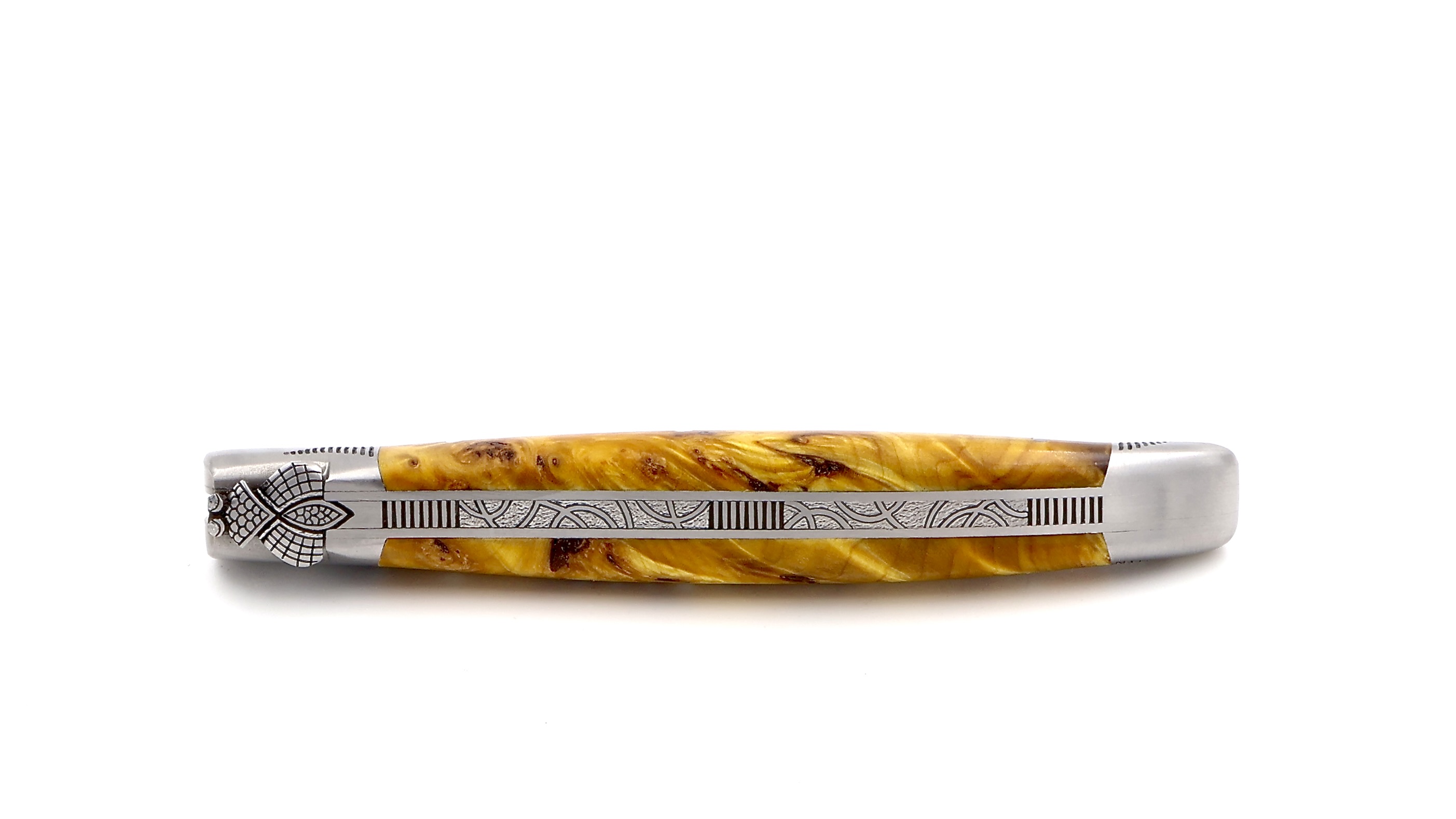 Laguiole en Aubrac Laguiole knife burl poplar wood 12 cm 