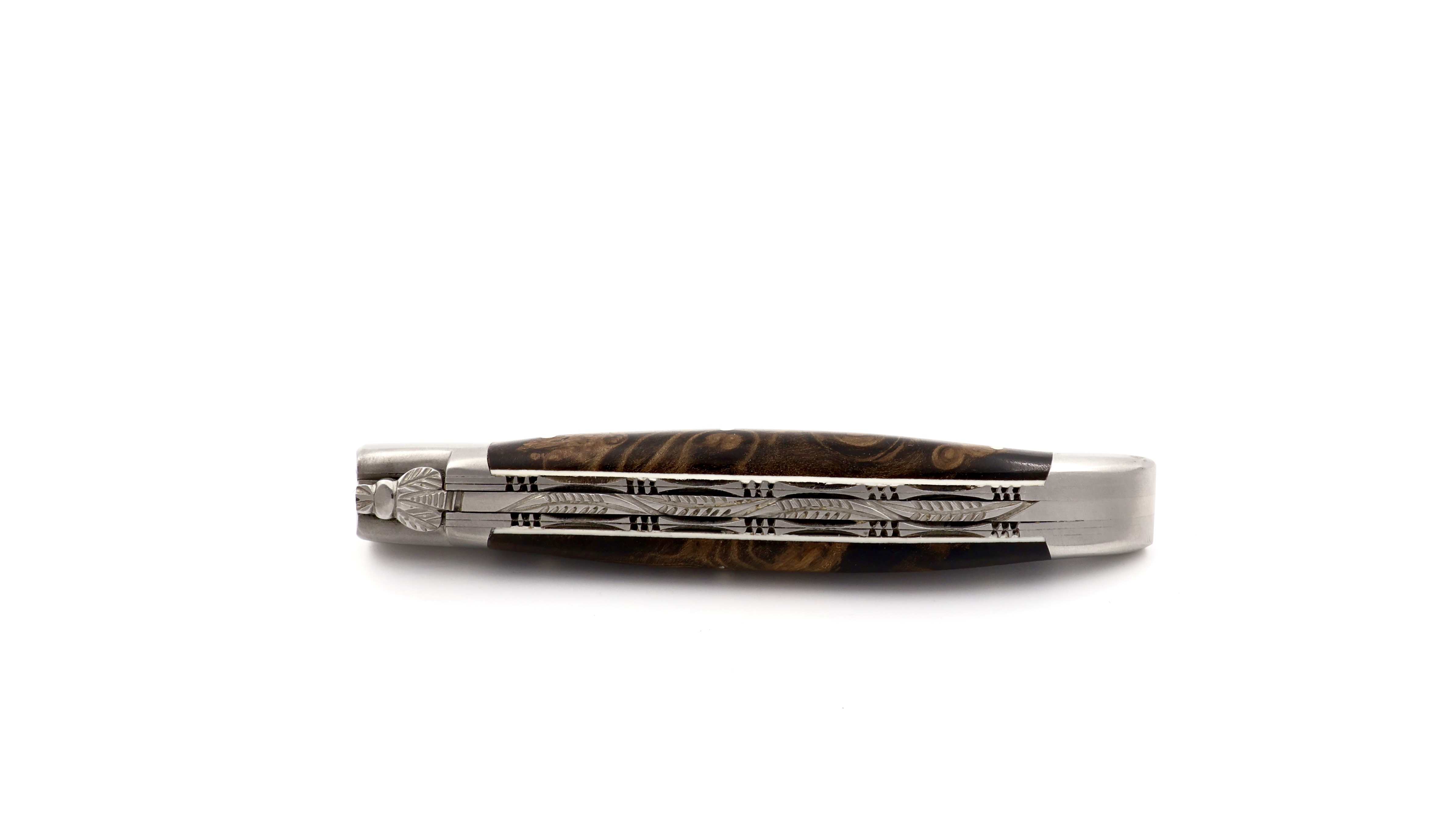 Laguiole en Aubrac DSC® Carbon Damast Lorbeerholz matt Doppelplatine 12 cm