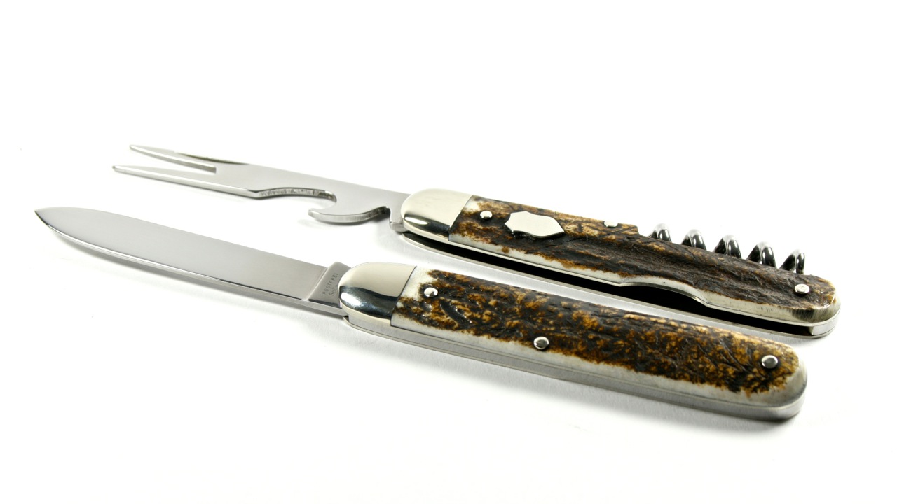 Besteck-Hirschhorn-kork-4 Hartkopf Bestecktaschenmesser mit Korkenzieher Hirschhorn