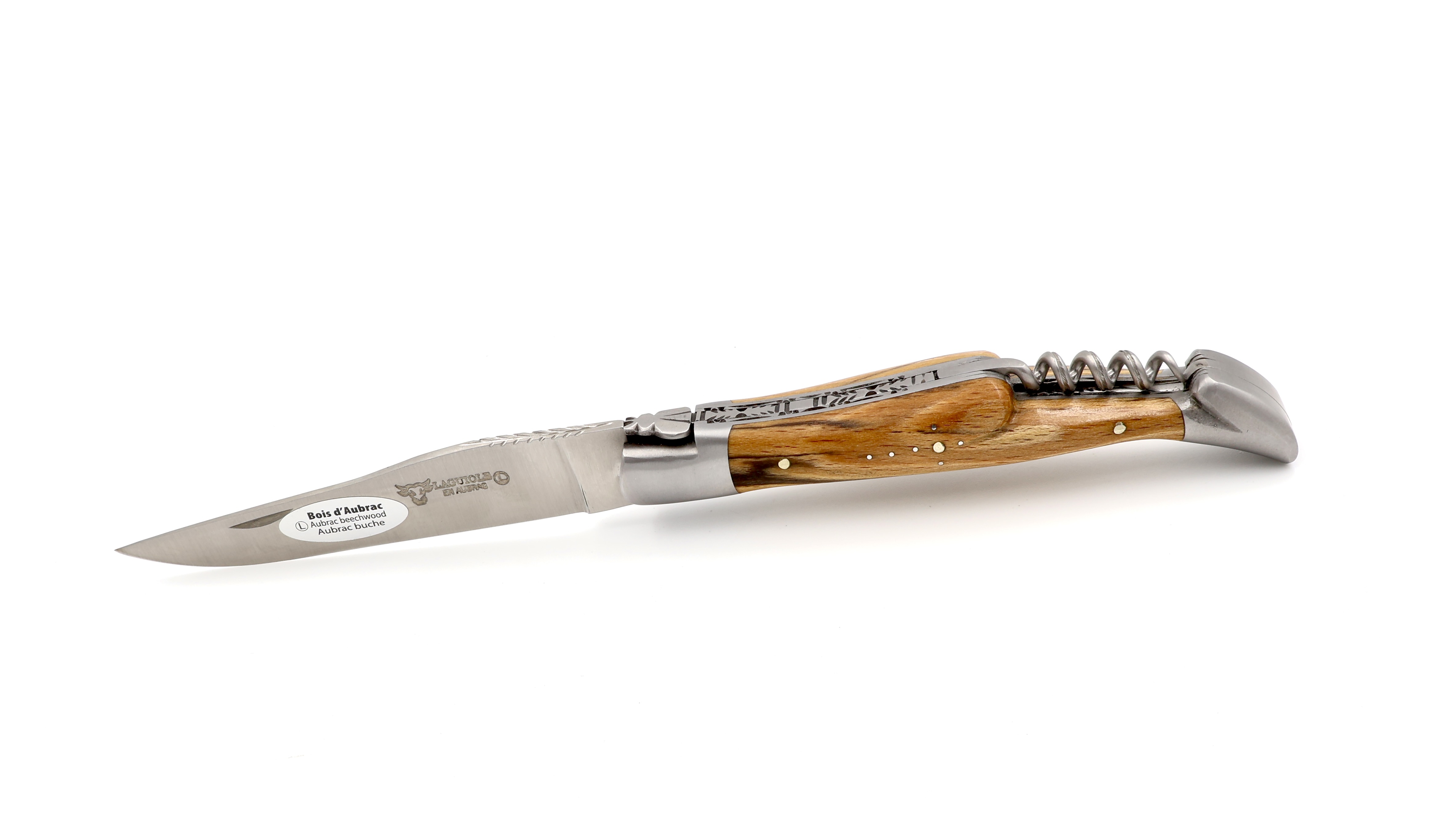 Laguiole en Aubrac Aubrac Holz mit Korkenzieher Doppelplatine 12 cm 