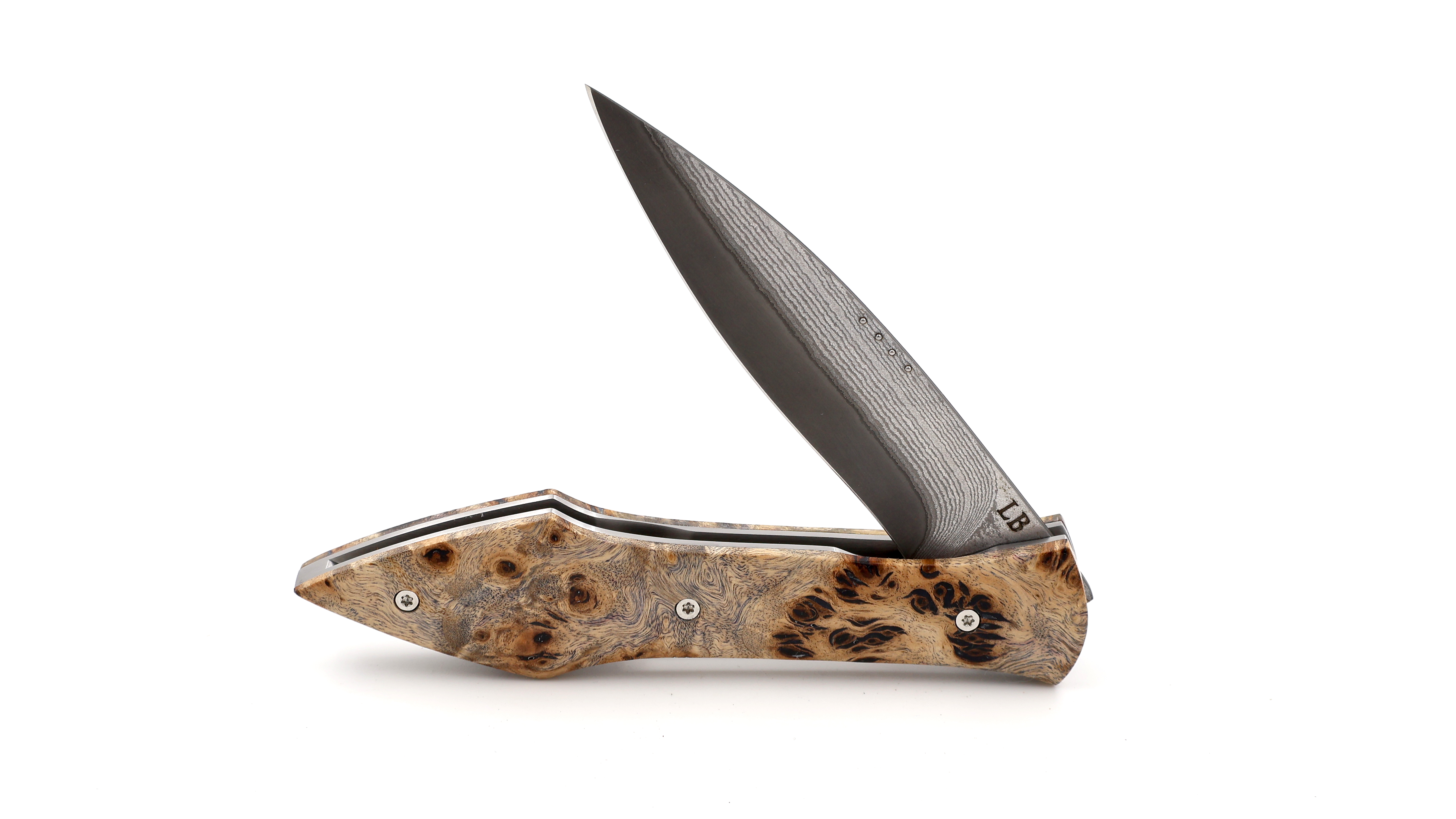 Laraud Blades L’Oegopsyde maple burlwood suminagashi VG10 damascus