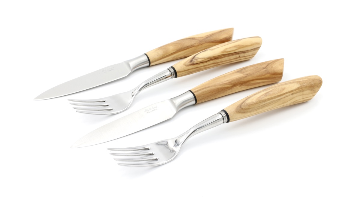 4424D703-F593-4434-8FD2-49C922CD21C9_1_105_cYKEQRiJIjbGRf Saladini 2 Tafelmesser 2 Gabeln Olive Set für zwei Personen