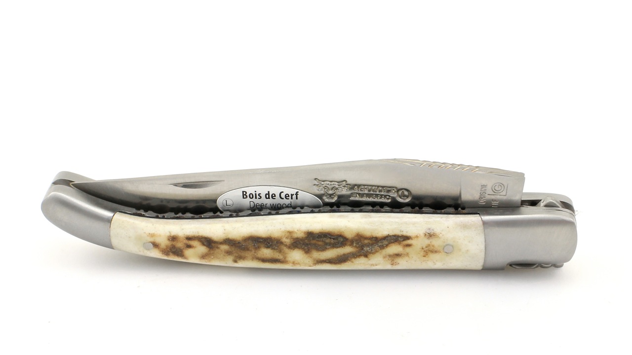 Laguiole en Aubrac doubleplate knife stag horn 12 cm