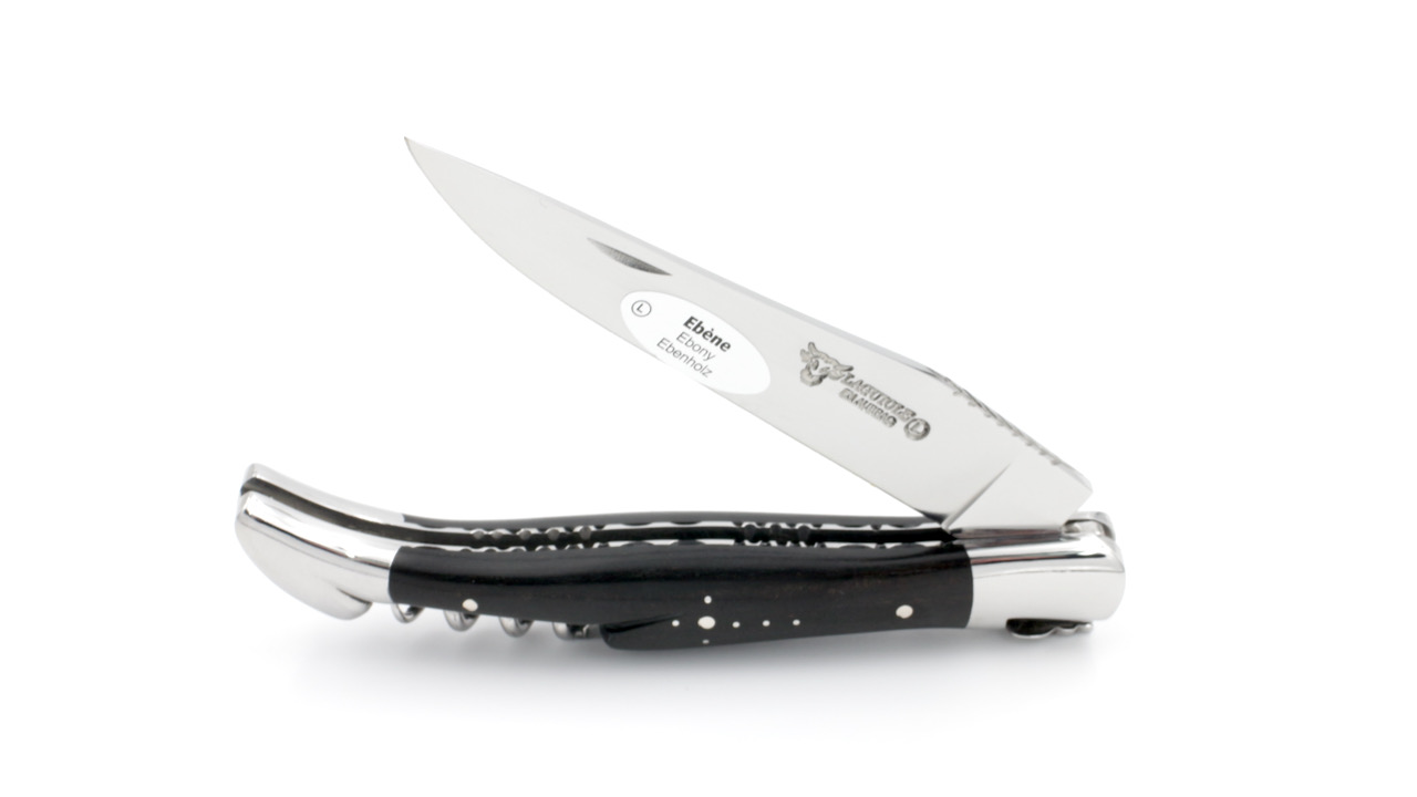 Laguiole en Aubrac Ebenholz guillochiert Korkenzieher 12 cm