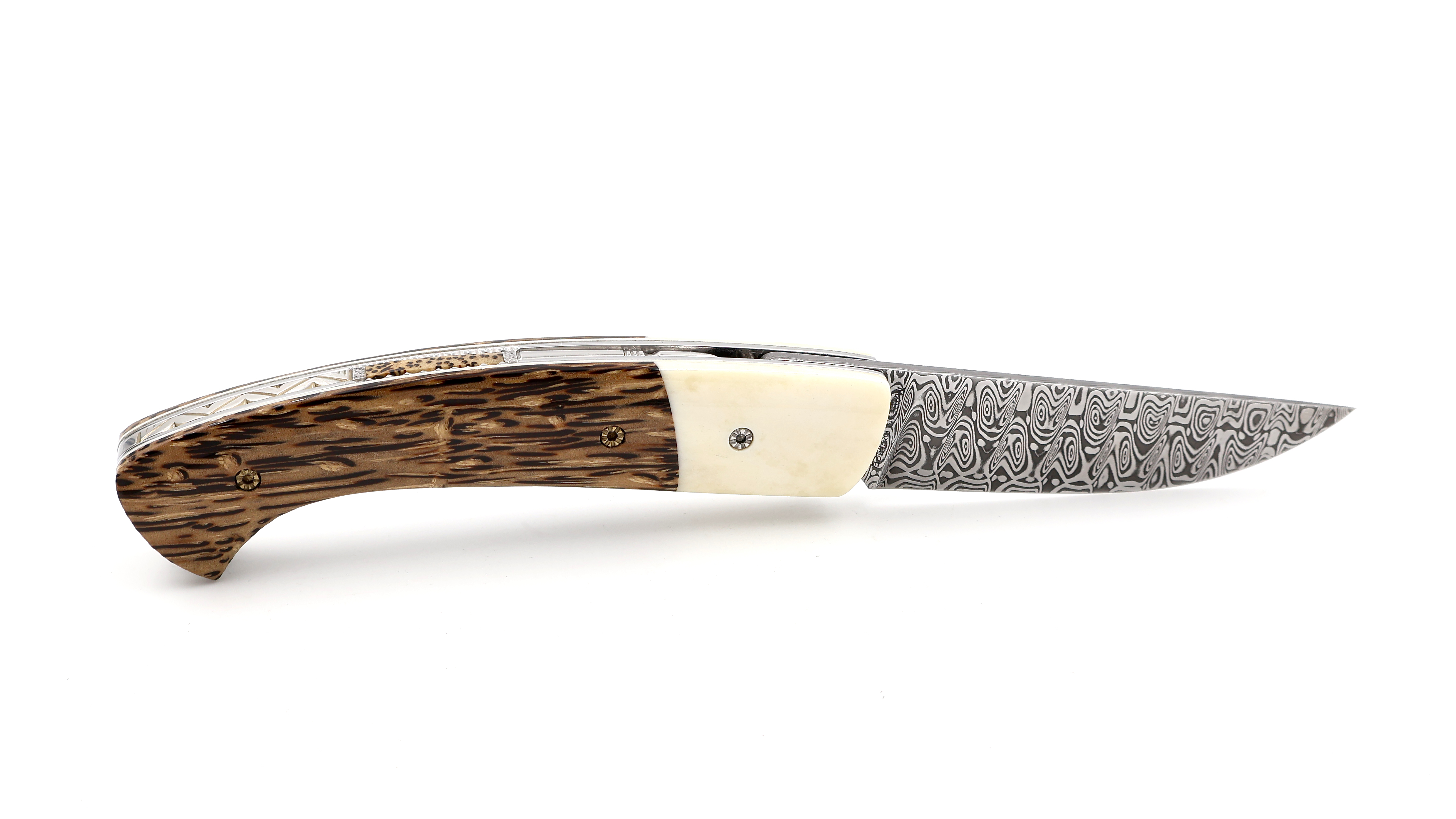 MANU LAPLACE 1515 ZULU palmwood and buffalo bone damascus