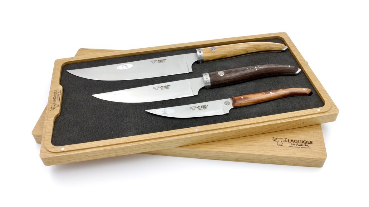 D6B99EFD-0F8F-4576-BC93-0FB3B71C971E_1_105_c Laguiole en Aubrac Gourmet Kochmesser Set 3-teilig gemischte Hölzer