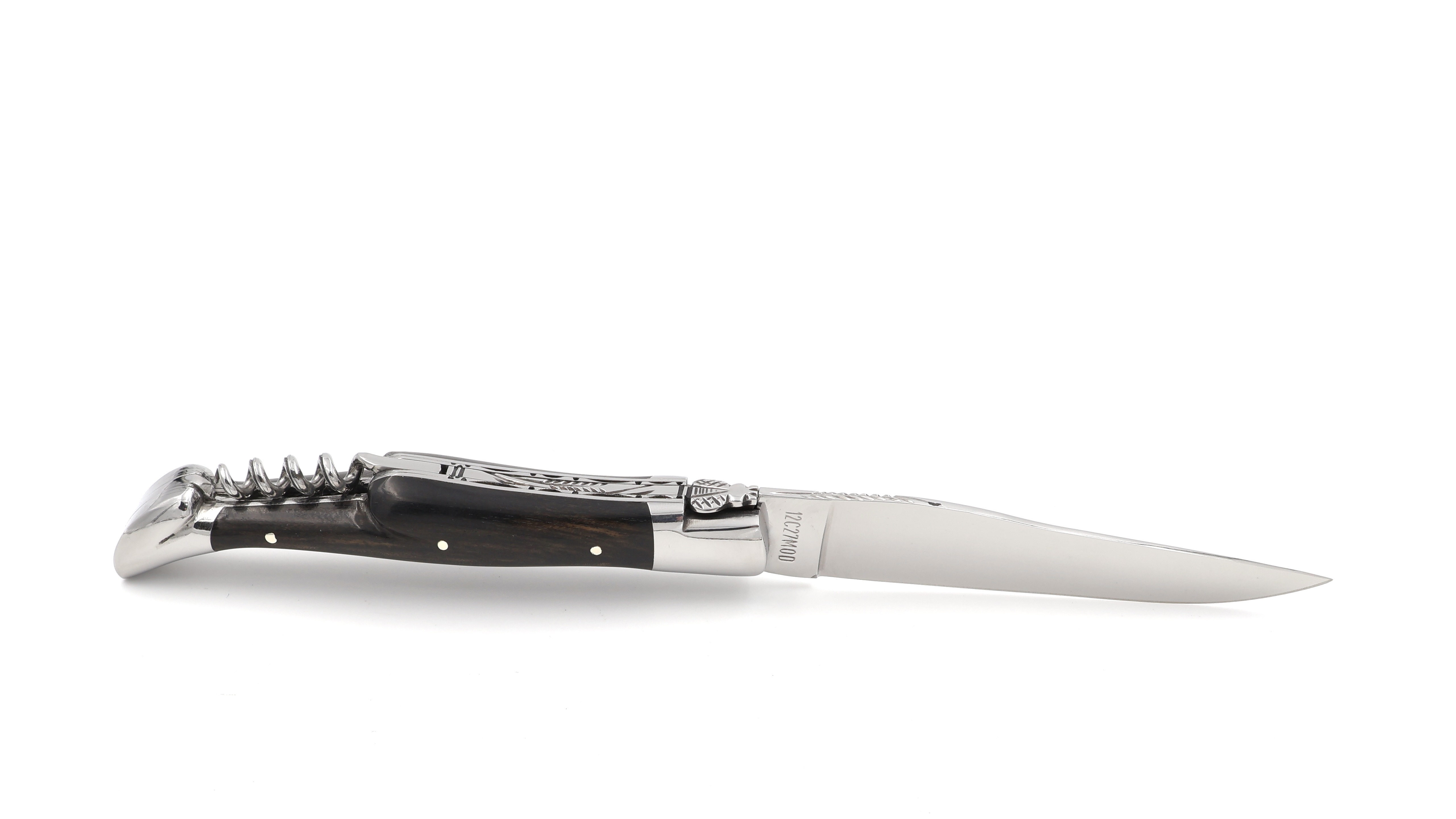 Laguiole en Aubrac doubleplate knife with corkscrew Ebony 12 cm Laguiole en Aubrac doubleplate knife with corkscrew Ebony 12 cm