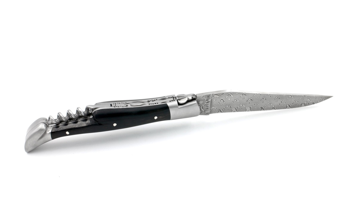 Laguiole en Aubrac  DSC® rostfreier Rosendamast Ebenholz Doppelplatine Korkenzieher 12 cm 
